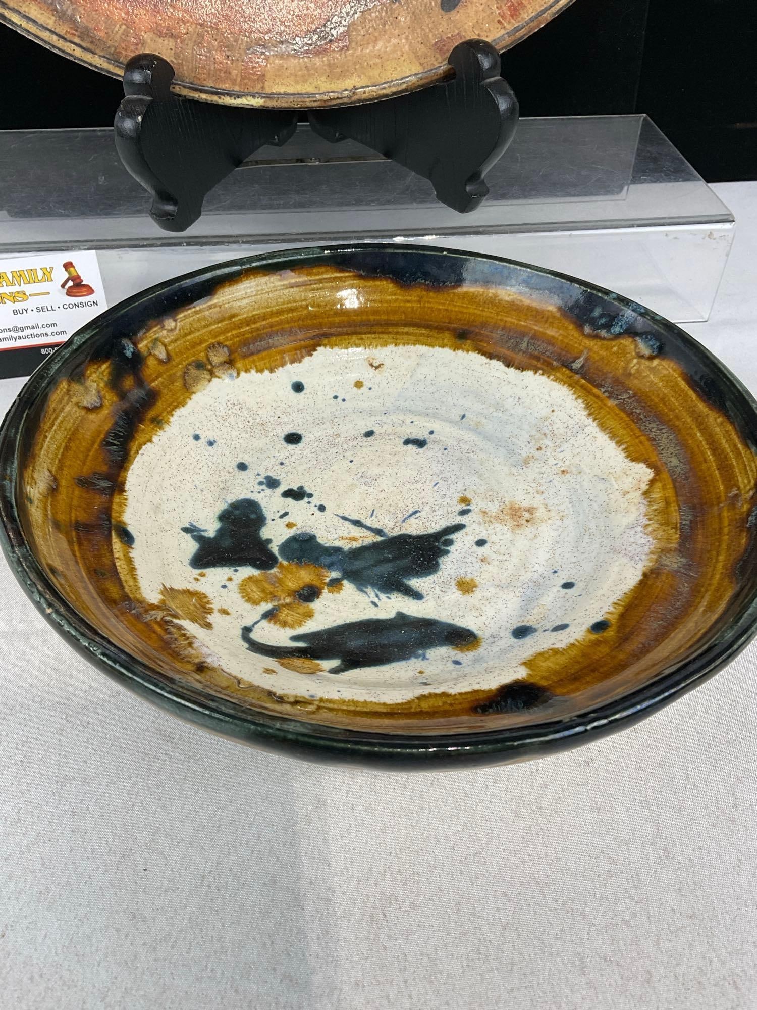 2 Unmarked New Mexican Pottery Bowls, Abstract Patterns, 4x16x16 inches - 2