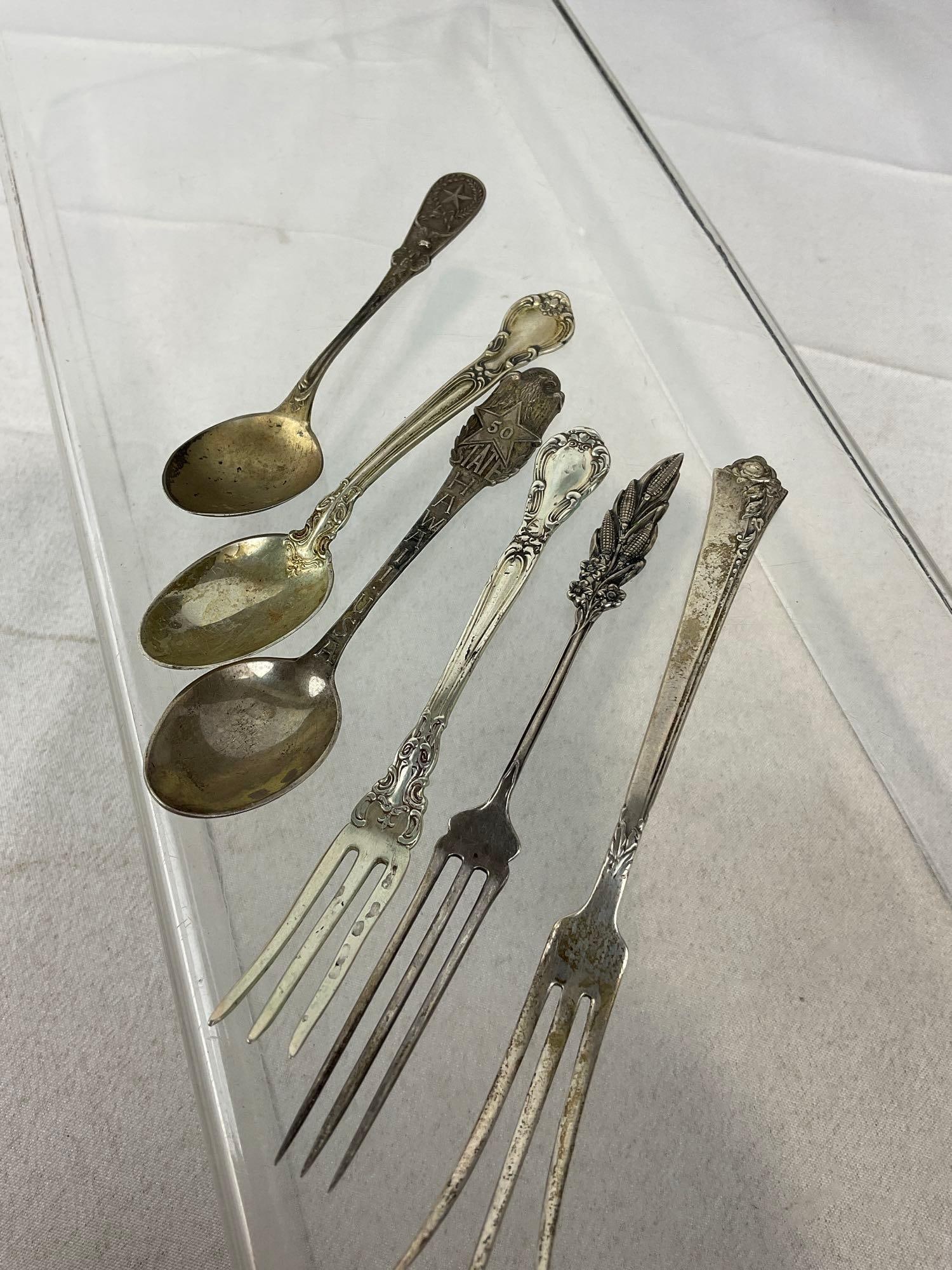 Antique Sterling Silver 3 Spoons & 3 Long Forks, 62.5 grams ttw - 3