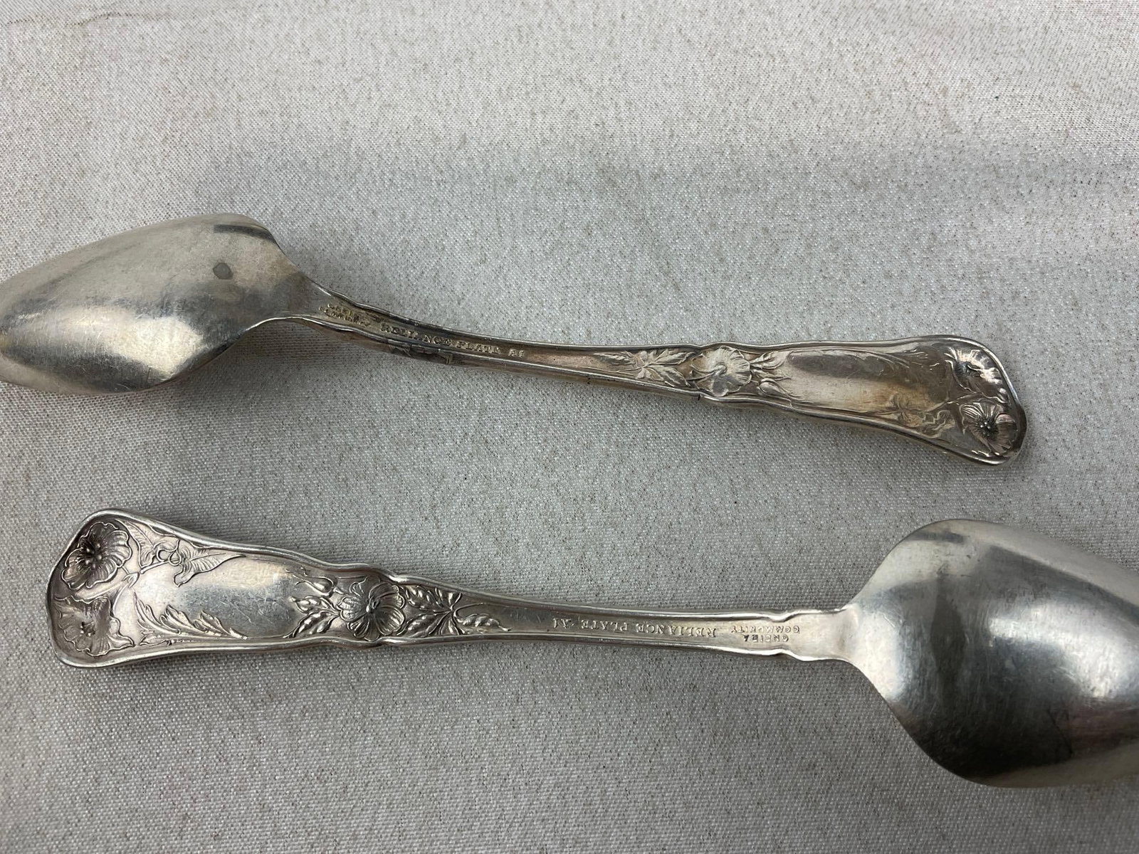 8 Antique Sterling Silver Spoons, ttw 369.5 grams + 2 Silver Plate spoons - 6