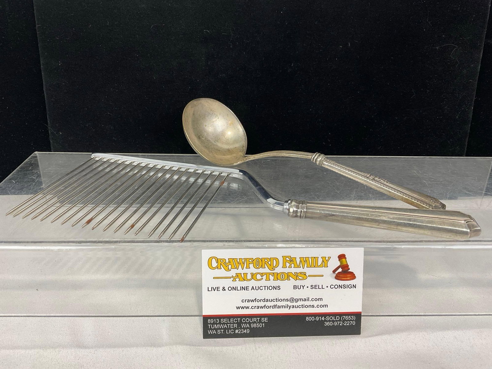 Schneider-Toledo Cake Breaker & Serving Spoon w/ Gorham Sterling Silver Handles, 201.2 grams ttw (1 of 8)