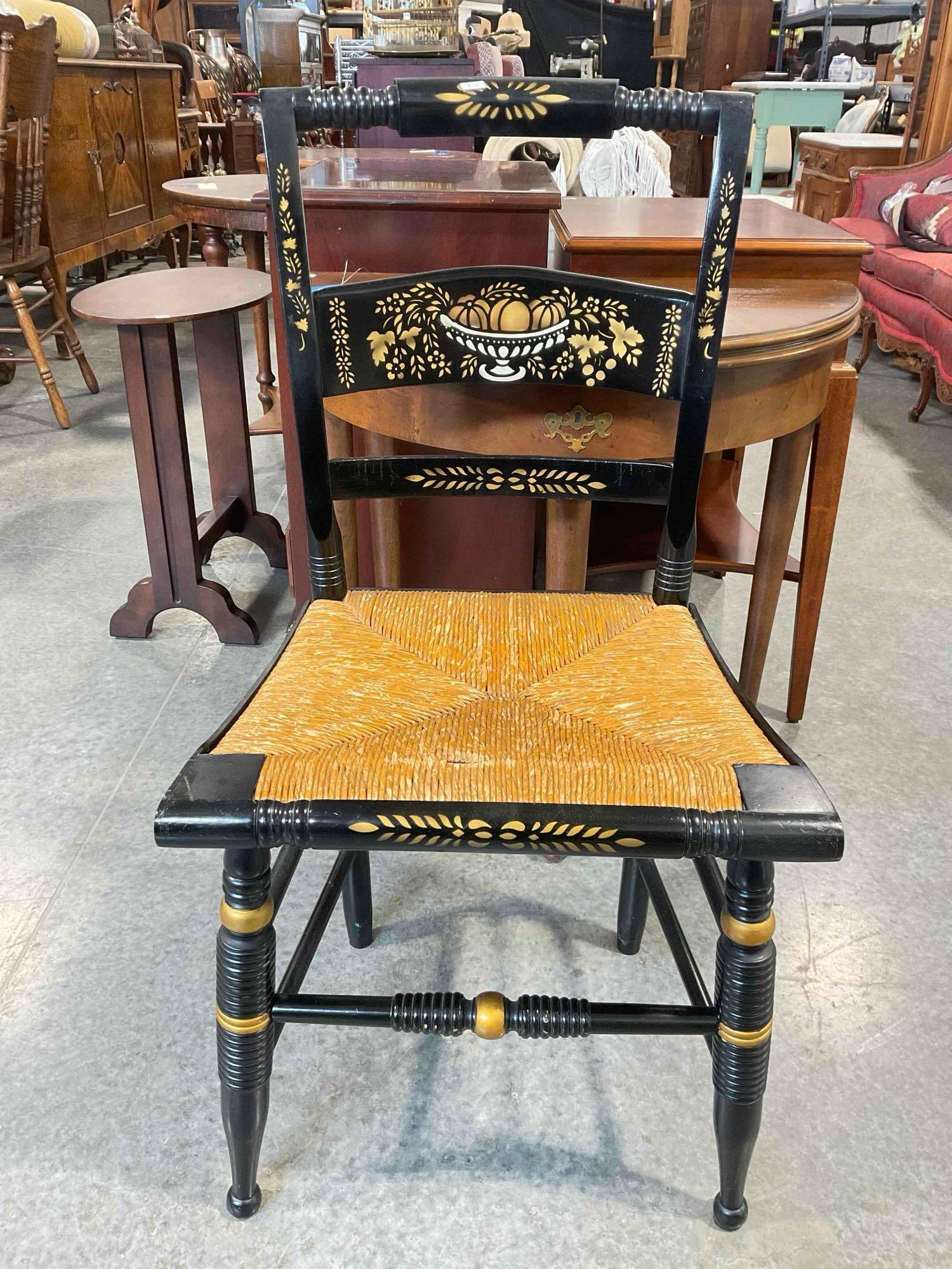 Vintage Nichols & Stone Authentic Hitchcock Style Chair w/ Rush Seat. Very Good Condition. (1 of 8)