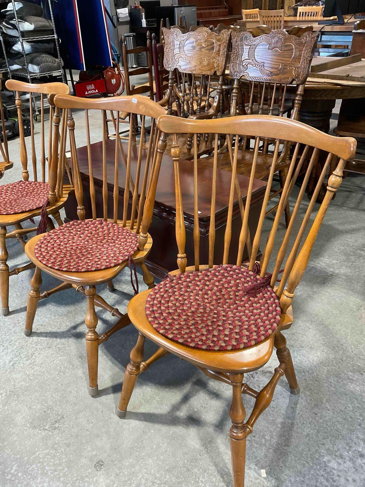 4 pcs Vintage Ethan Allen Maple Wood Windsor Style Dining Chairs. Very Good Condition. See pics. - 10