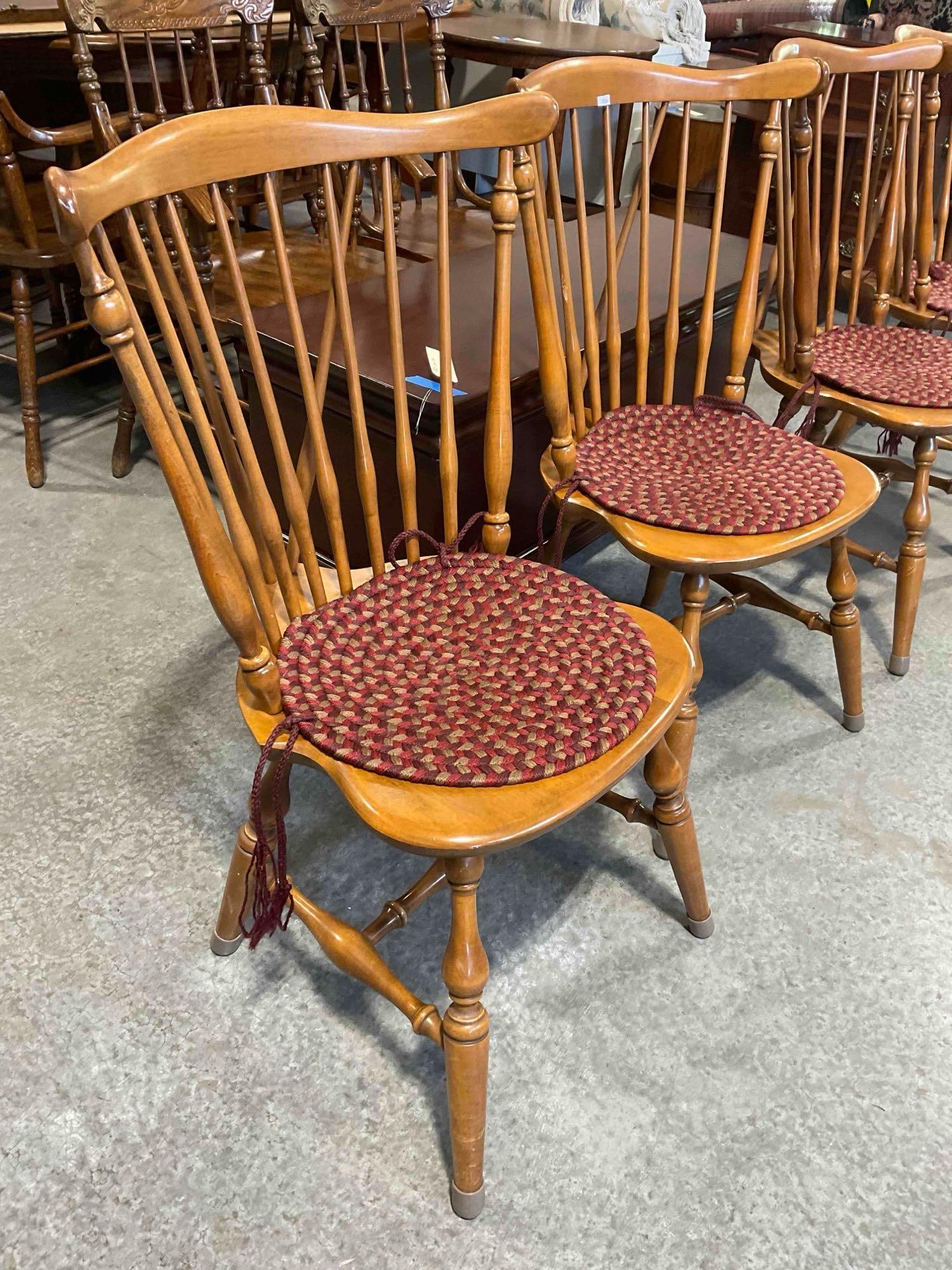 4 pcs Vintage Ethan Allen Maple Wood Windsor Style Dining Chairs. Very Good Condition. See pics. - 9