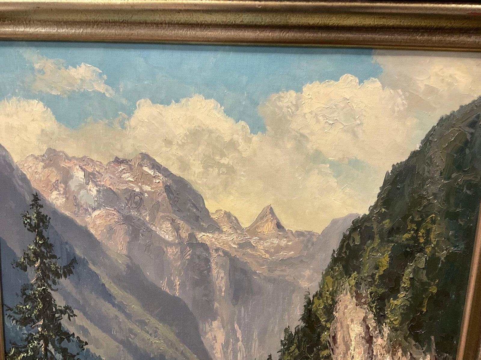 Antique ? Framed Oil on Canvas, Mountain Lake by Kraus Bode, 29h x 25w x 3d inches - 3