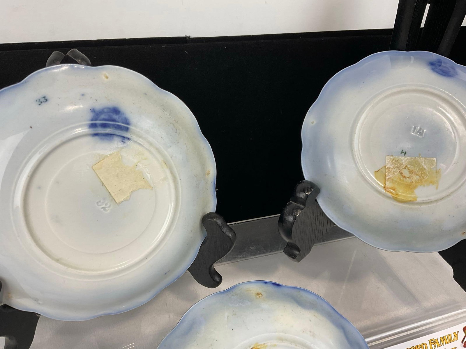 3 Antique 1900s Flow Blue Saucers, W.H.Grindley Lorne Pattern, Cobalt Blue & White Porcelain, 2x7x7 - 5