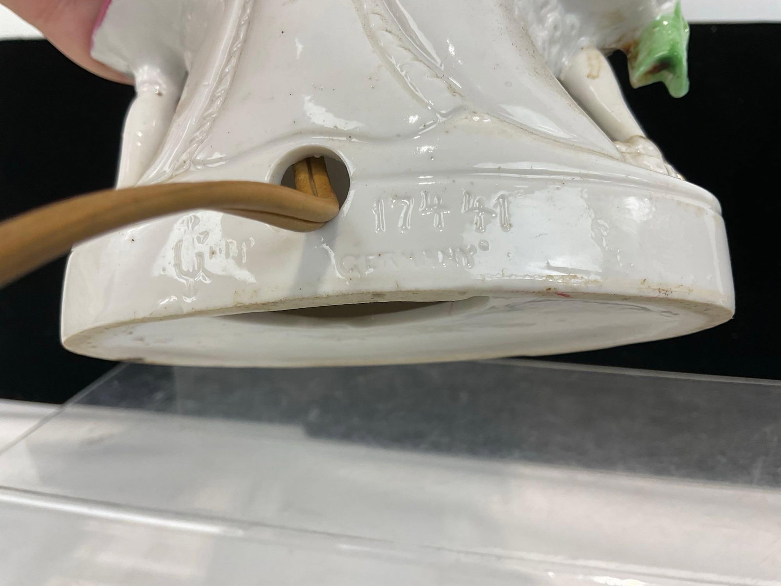 Dresden German Lamp, tested & working, #17441, 11h x 6w x 4d inches, no shade - 4