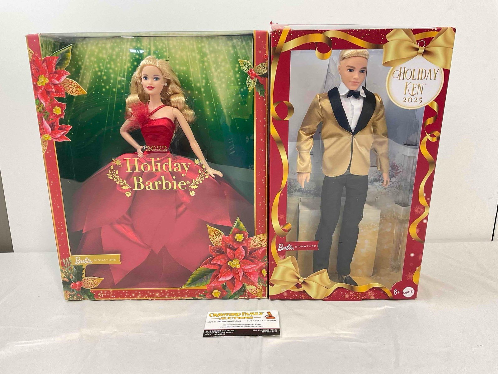 2 pcs Holiday Barbie Collectible Dolls in Original Boxes, incl. Barbie 2022 & Ken 2025. LNIB. (1 of 5)