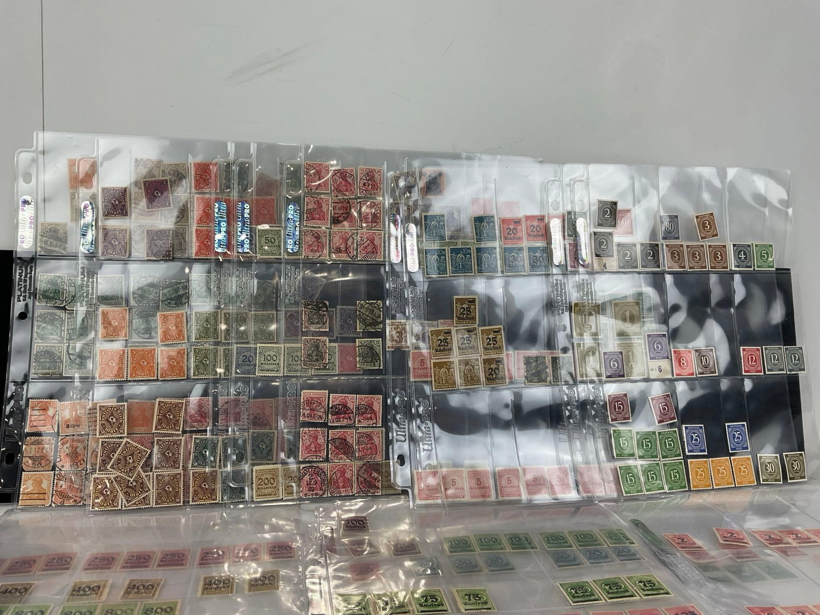 300+ Stamps, in binder pages, mostly German, Vintage/Antique 13h x 10w x 2d, Saufend, Marks & more - 2