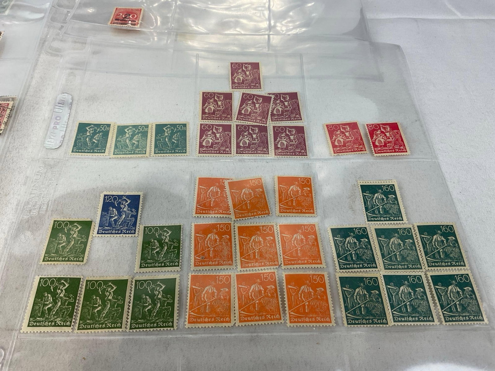 300+ Stamps, in binder pages, mostly German, Vintage/Antique 13h x 10w x 2d, Saufend, Marks & more - 4