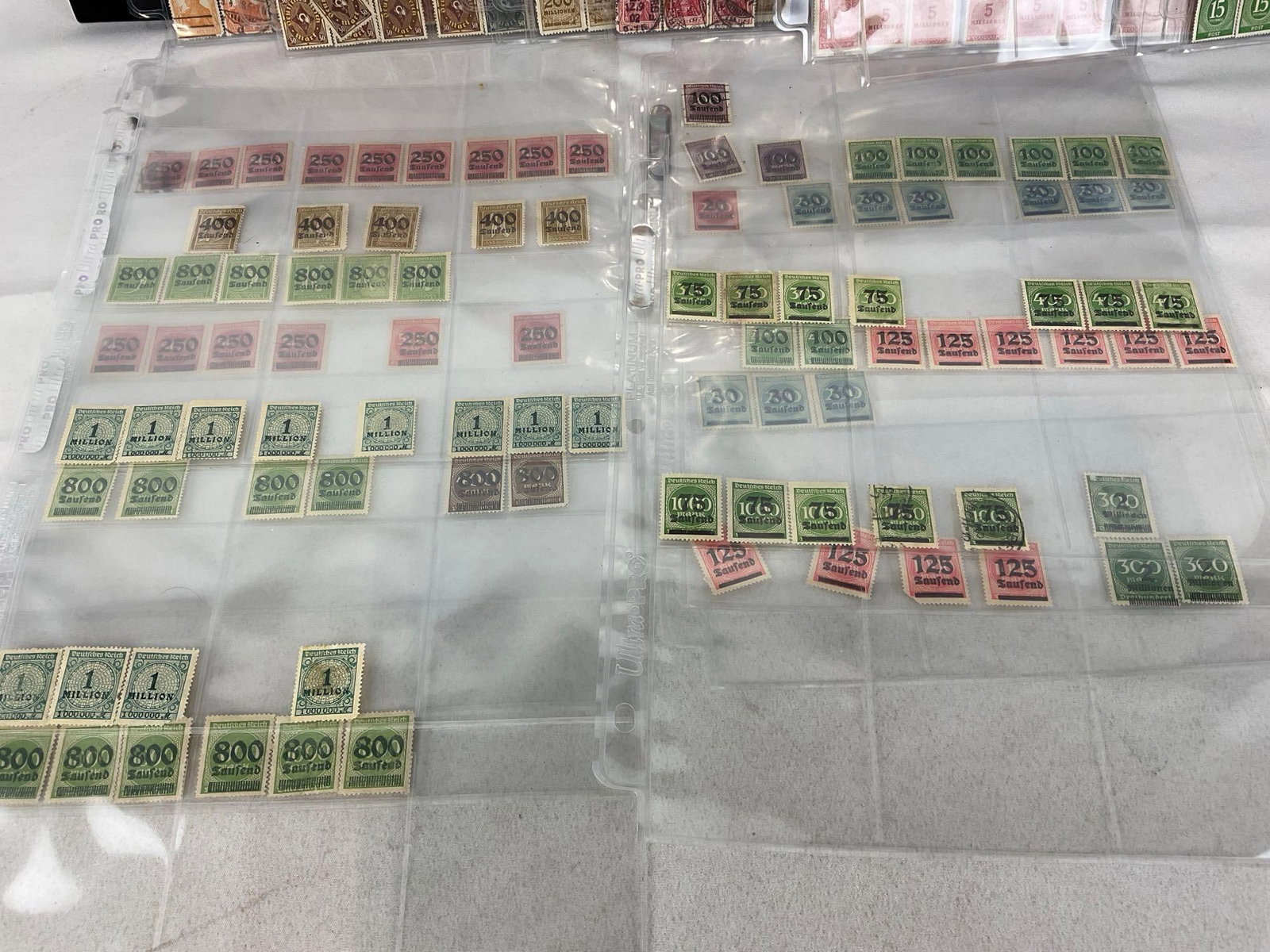 300+ Stamps, in binder pages, mostly German, Vintage/Antique 13h x 10w x 2d, Saufend, Marks & more - 8