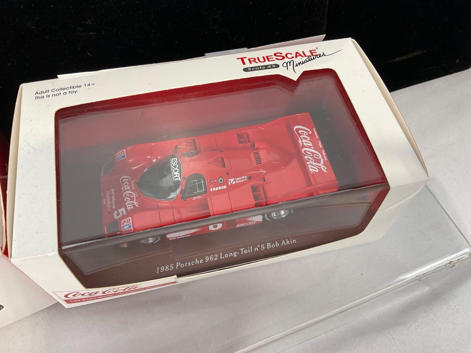 2 TrueScale Miniatures Coca-Cola 1/43 Scale Diecast Cars, 1 signed, 1984 Porsche 962 & 83 Fabcar ... - 3