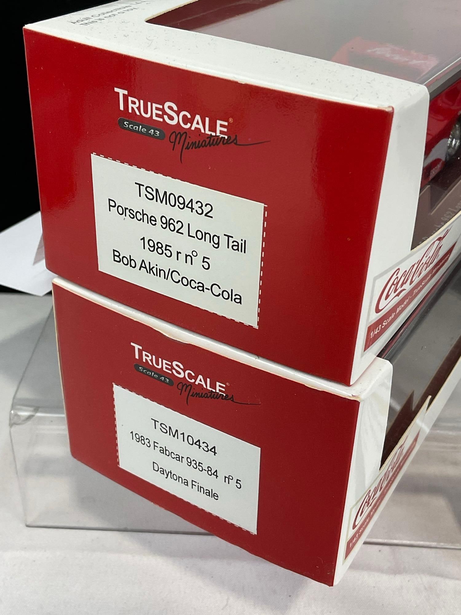 2 TrueScale Miniatures Coca-Cola 1/43 Scale Diecast Cars, 1 signed, 1984 Porsche 962 & 83 Fabcar ... - 4