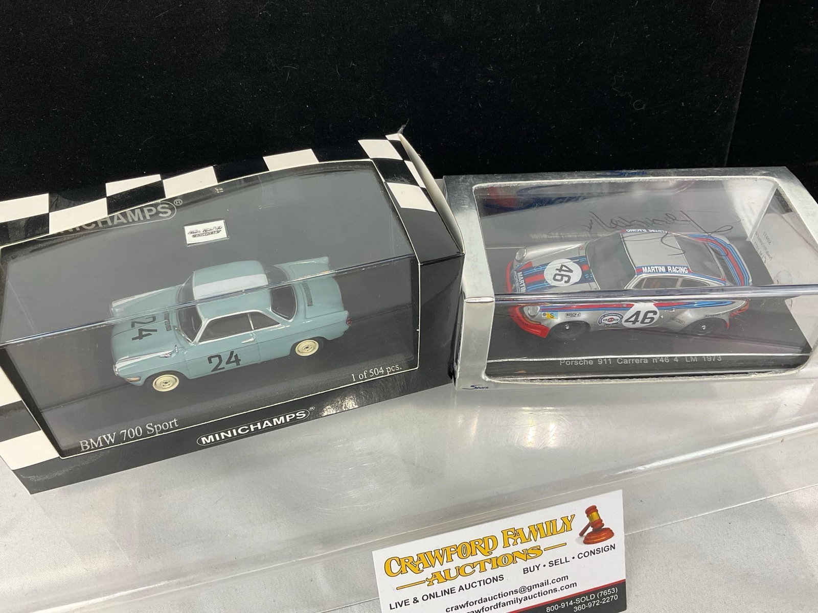 2 1/43 Scale Diecast Cars, 1973 Spark Porsche 911 Carrera & 1960 BMW 700 Coupe - 2