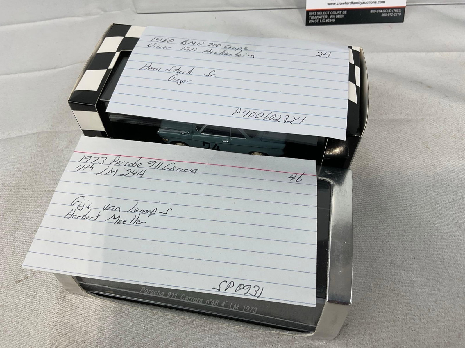 2 1/43 Scale Diecast Cars, 1973 Spark Porsche 911 Carrera & 1960 BMW 700 Coupe - 7