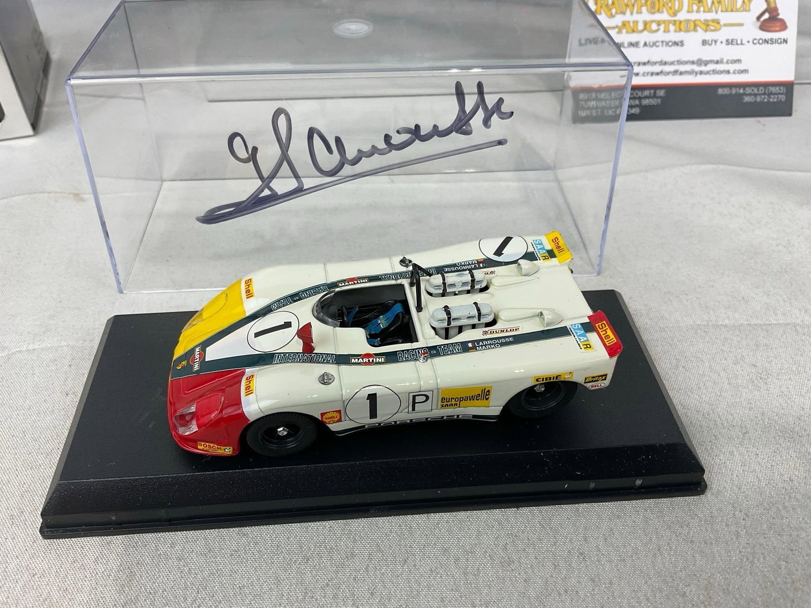 2 1/43 Scale Diecast Cars, Spark 1969 Porsche 911 & 1970 Porsche 908 Flunder, signed by G. Larrou... - 6