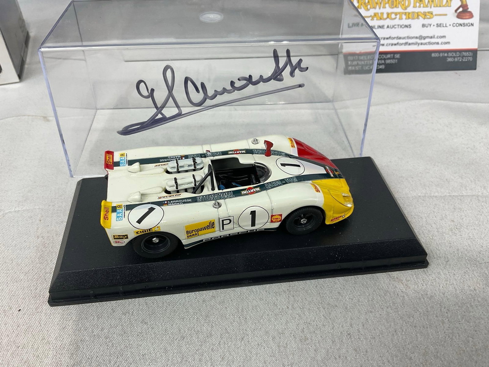 2 1/43 Scale Diecast Cars, Spark 1969 Porsche 911 & 1970 Porsche 908 Flunder, signed by G. Larrou... - 7
