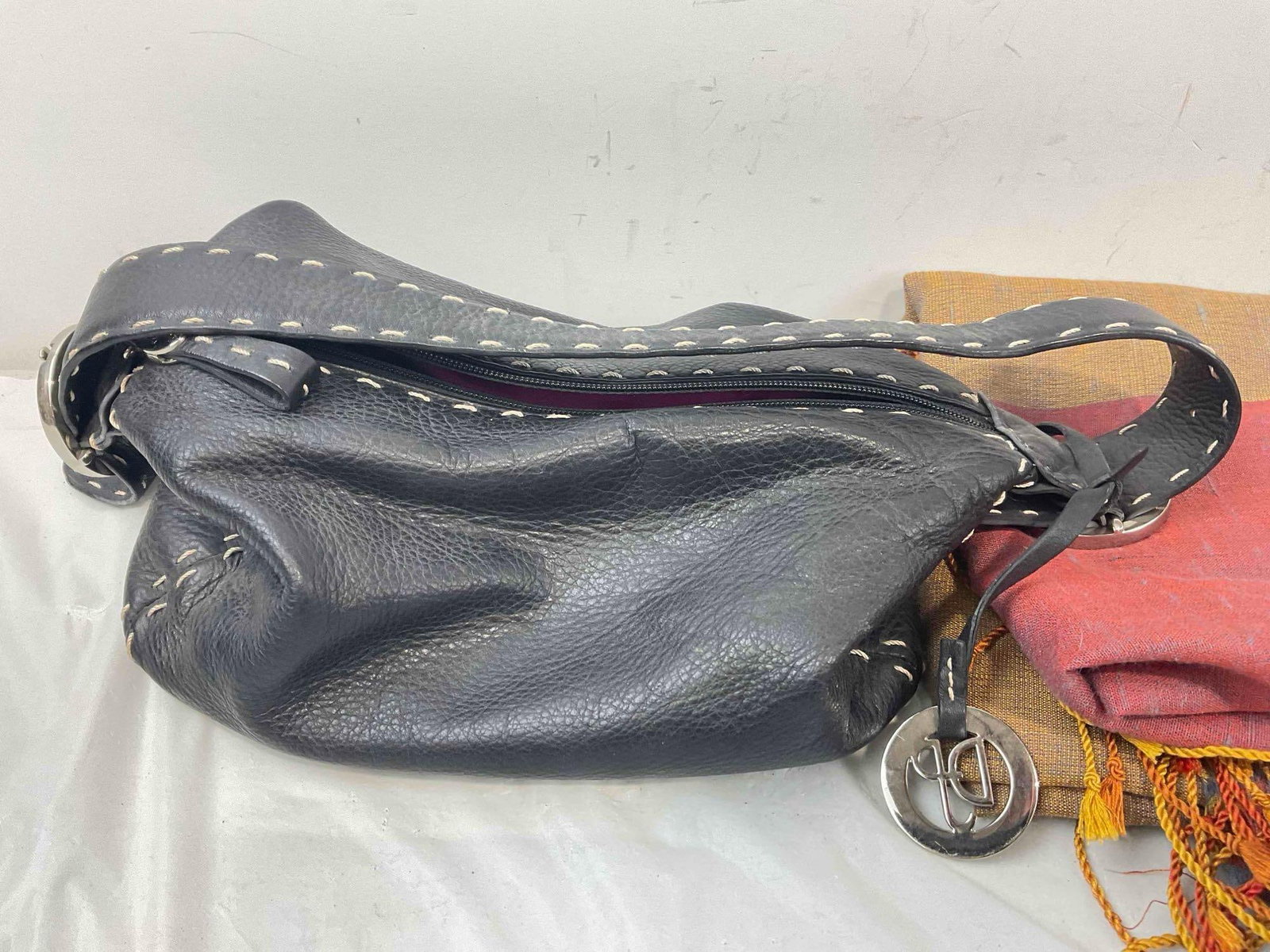 3 pcs Ladies Accessories Assortment, incl. Donald J. Pliner Leather Bag & Silk Blend Scarf. - 2