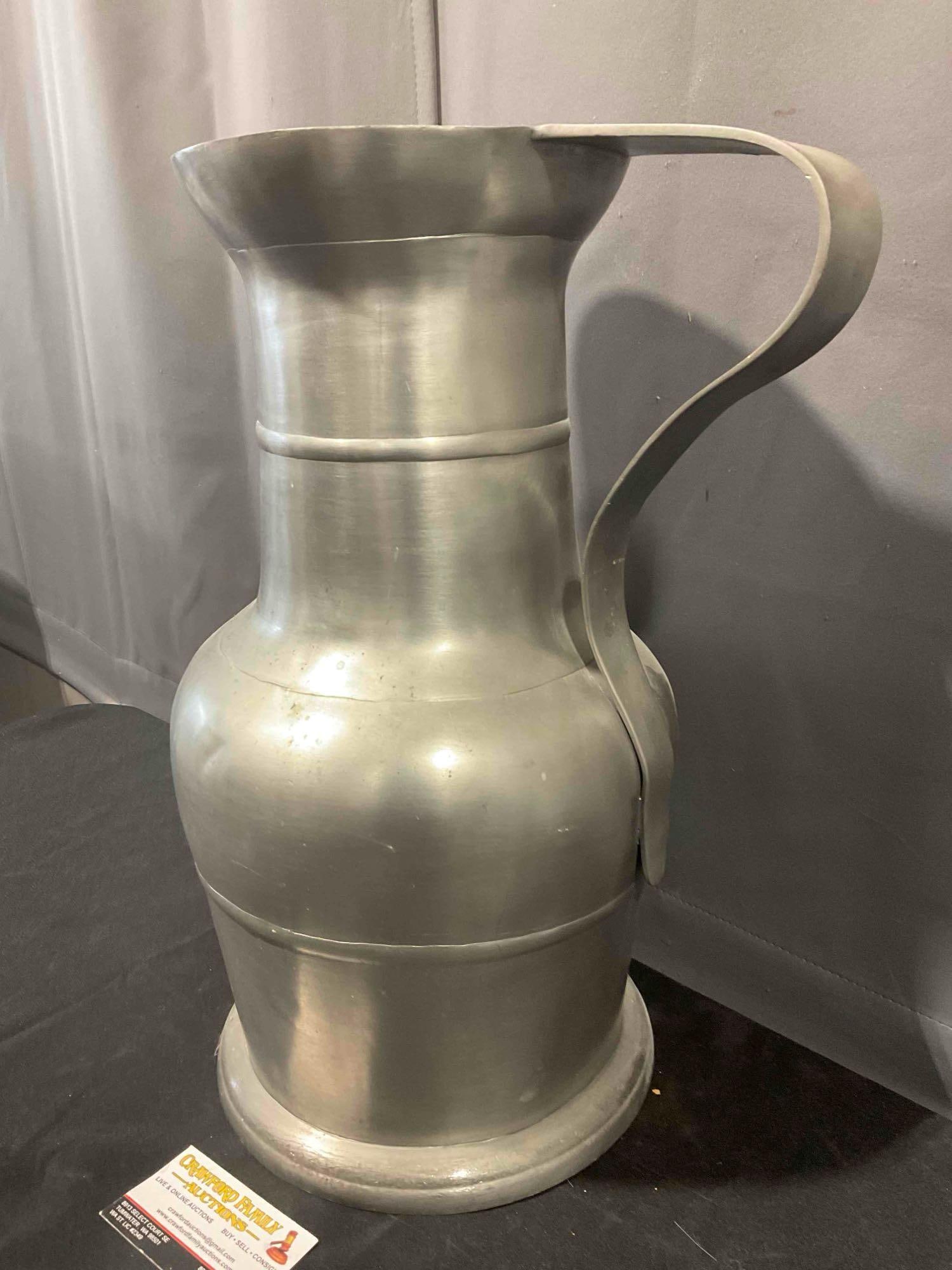 Large Pewter? Metal Pitcher Urn Vase. Excellent Condition. See pics. - 2
