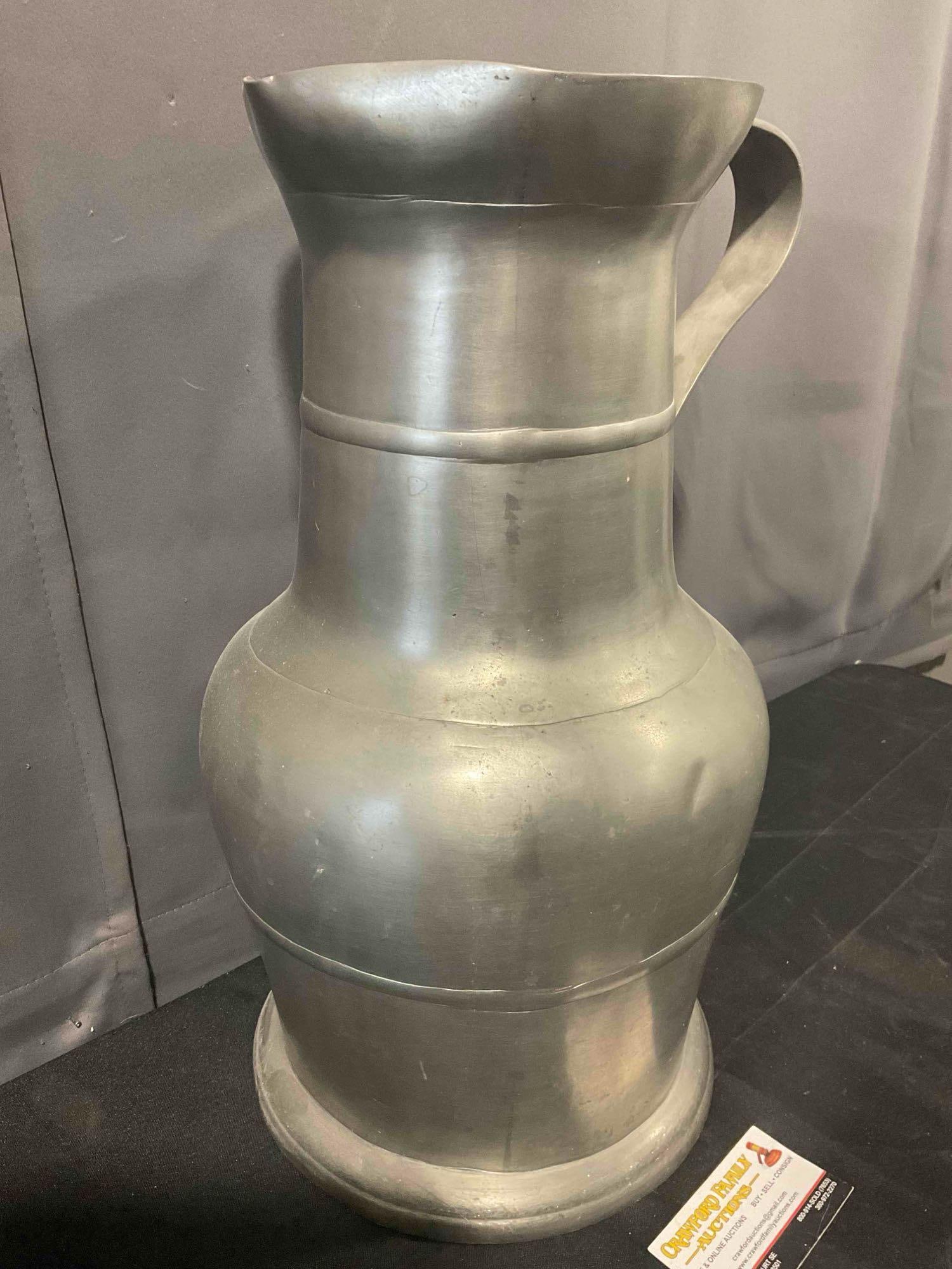 Large Pewter? Metal Pitcher Urn Vase. Excellent Condition. See pics. - 3