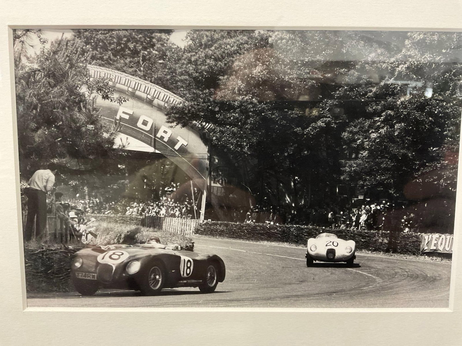 Framed Racing Photo, Tony Rolt/Duncan Hamilton C-Type Jaguar Le Mans by Yves DeBraine, 14 x 17 inch - 2