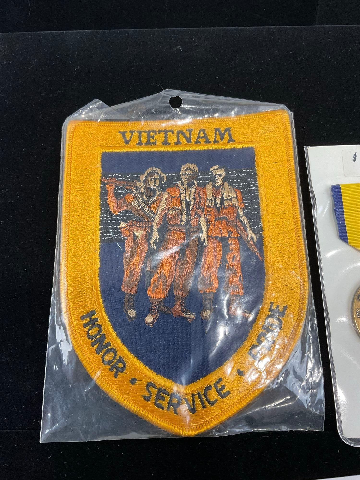 Pair of Vietnam Patches & Merchant Marines Vietnam Service & Hanoi Jane Pin - 3