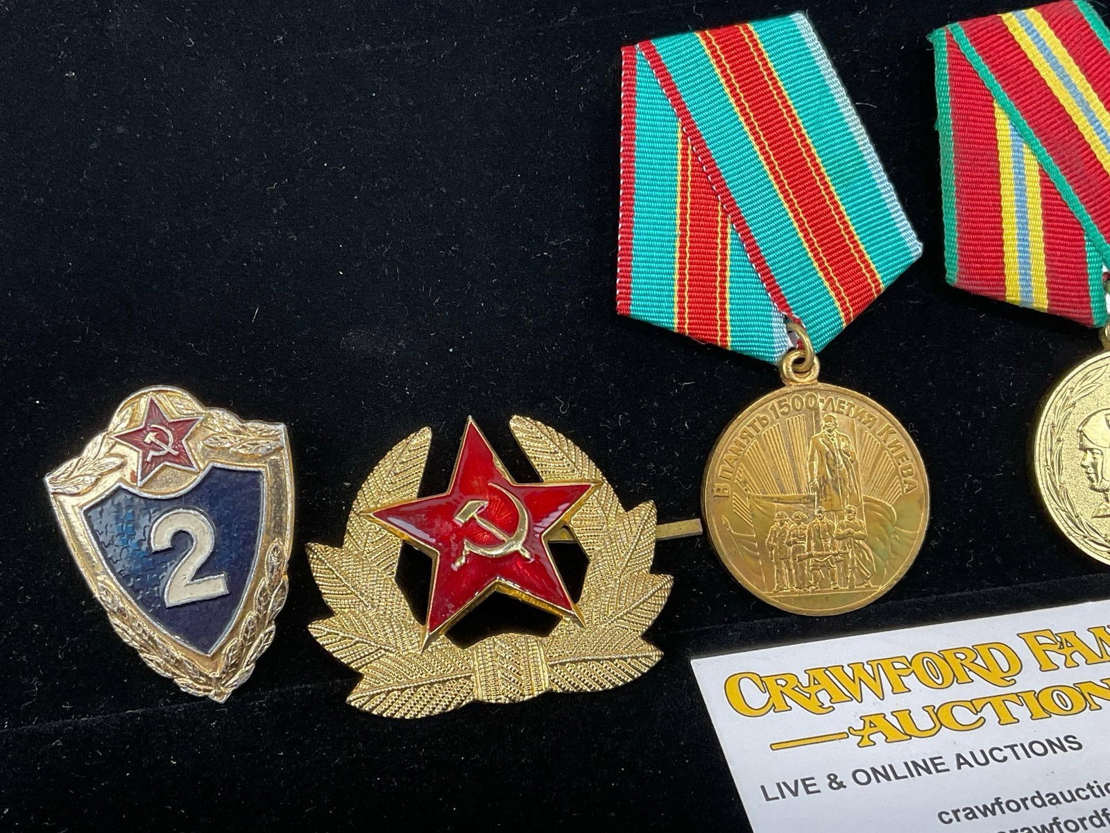 Soviet USSR Hat Badge, Armed Forces 2nd Cl, Honorary Badge, USSR-GDR Friendship Badge & 1500 Anni... - 2