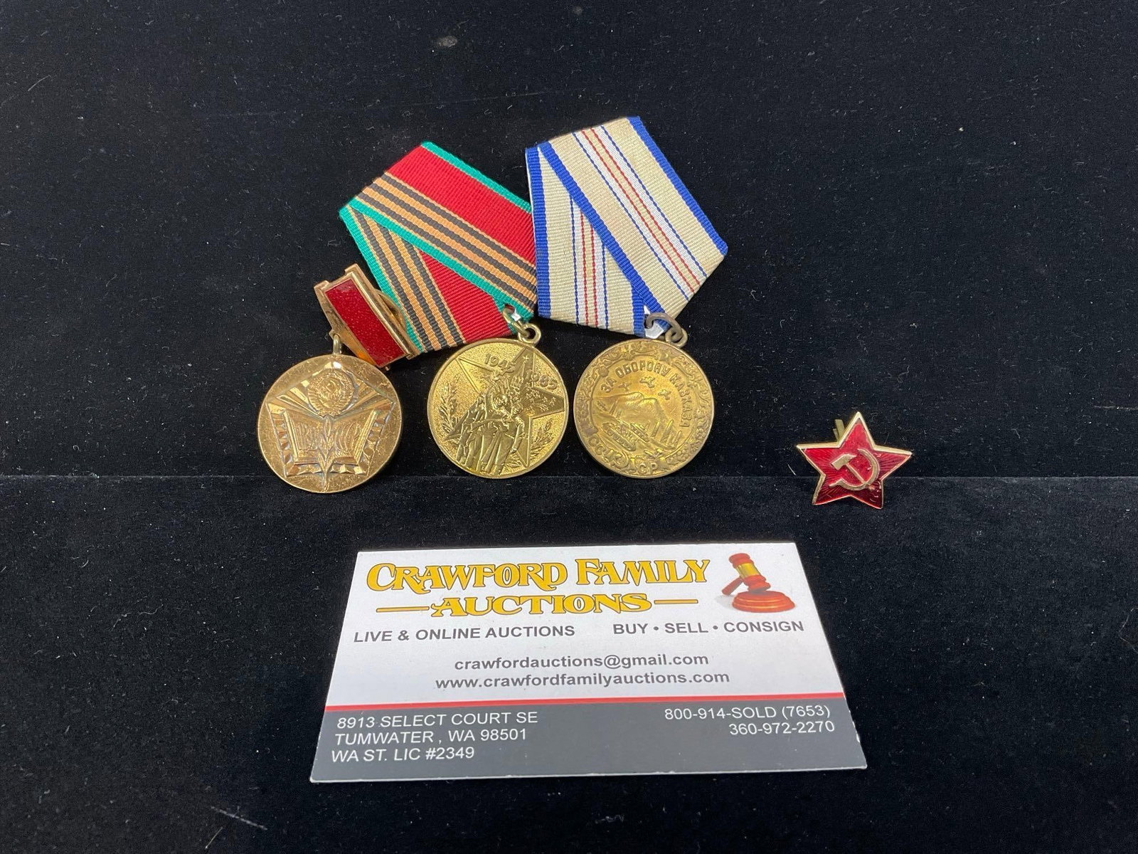 3 USSR Medals, Excellent Propagandist of the MVD, 40 yr Anni. WW2 Victory & Defense of the Caucas... (1 of 3)