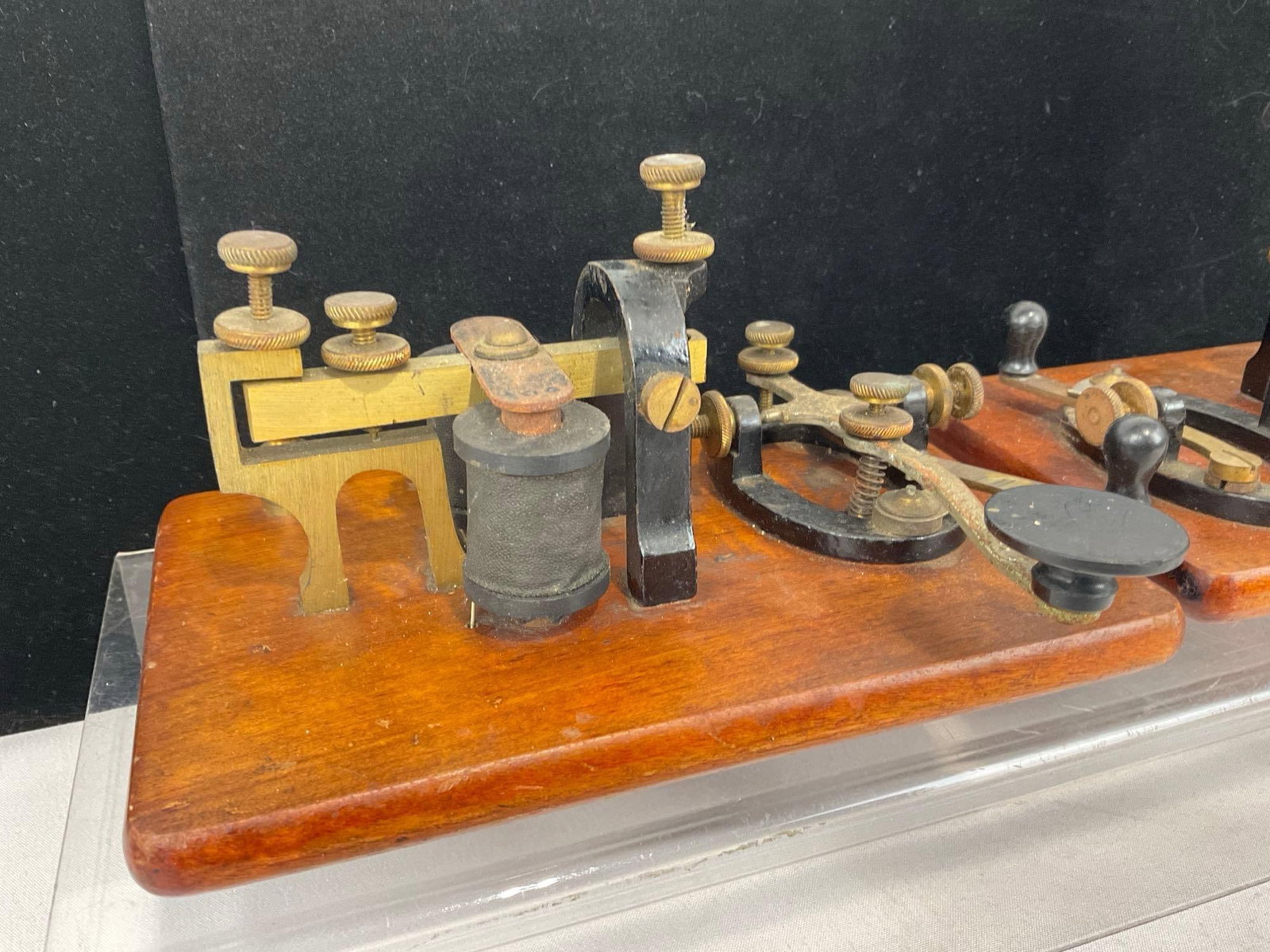 Antique Telegraph Key & Sounder Set, Brass & Cast Iron pieces w/wire, 6h x 9w x 12d inches - 2