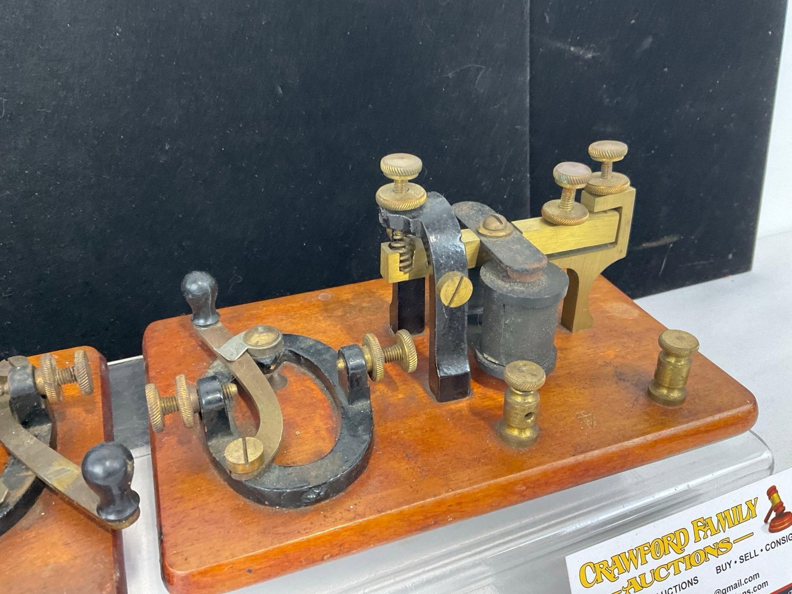 Antique Telegraph Key & Sounder Set, Brass & Cast Iron pieces w/wire, 6h x 9w x 12d inches - 3