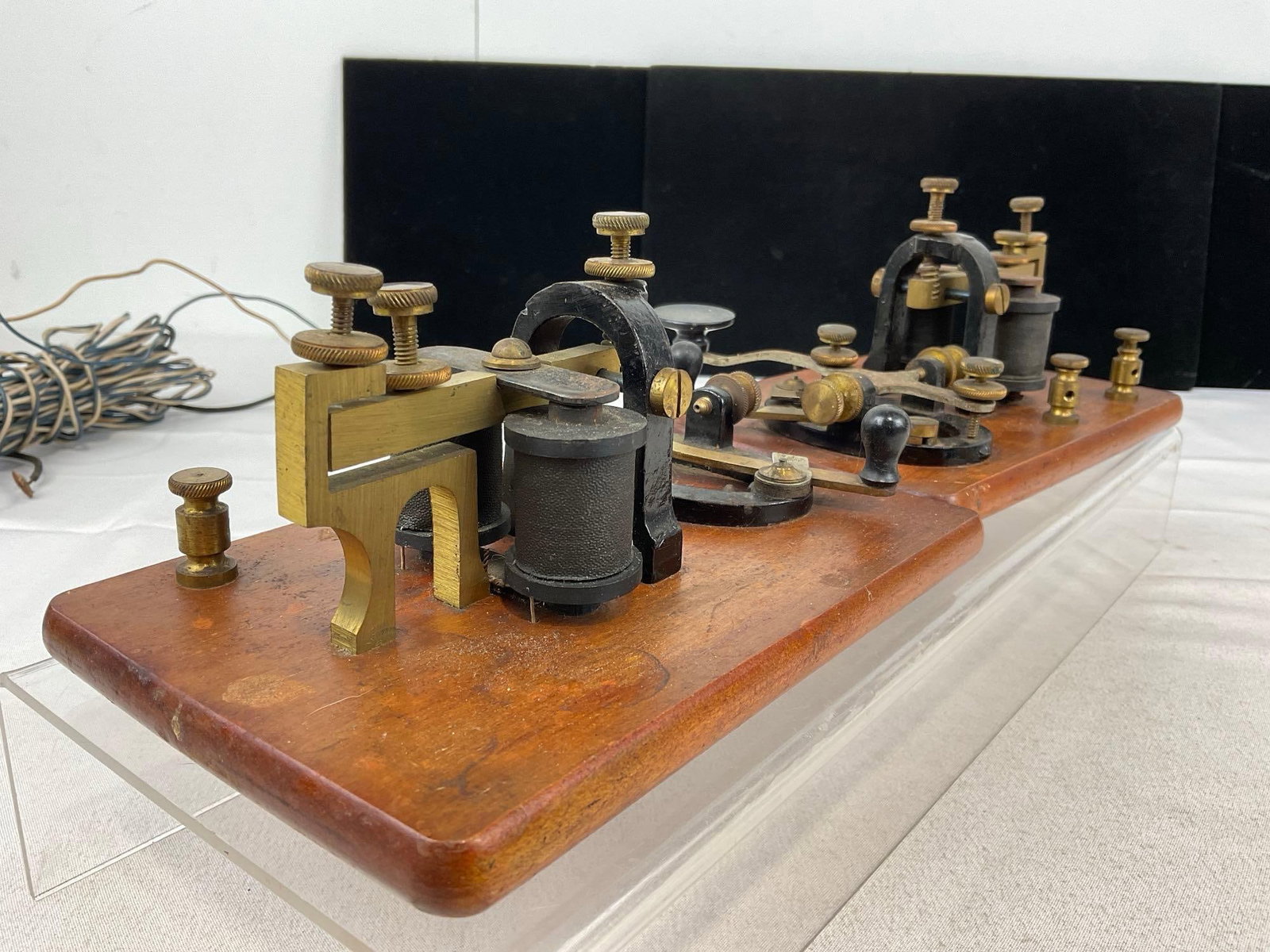 Antique Telegraph Key & Sounder Set, Brass & Cast Iron pieces w/wire, 6h x 9w x 12d inches - 5