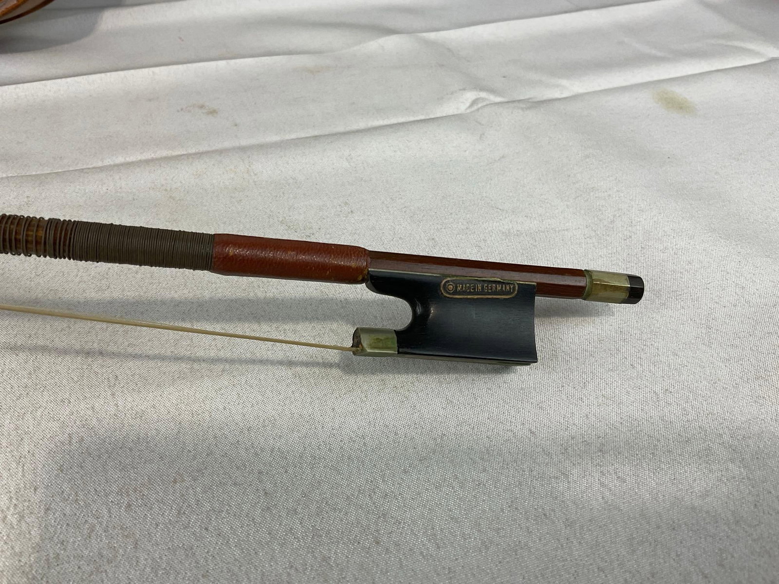 Antique Violin Copy of Antonius Stradivarius, made in Germany, w/MOP inlaid bow, no case - 3