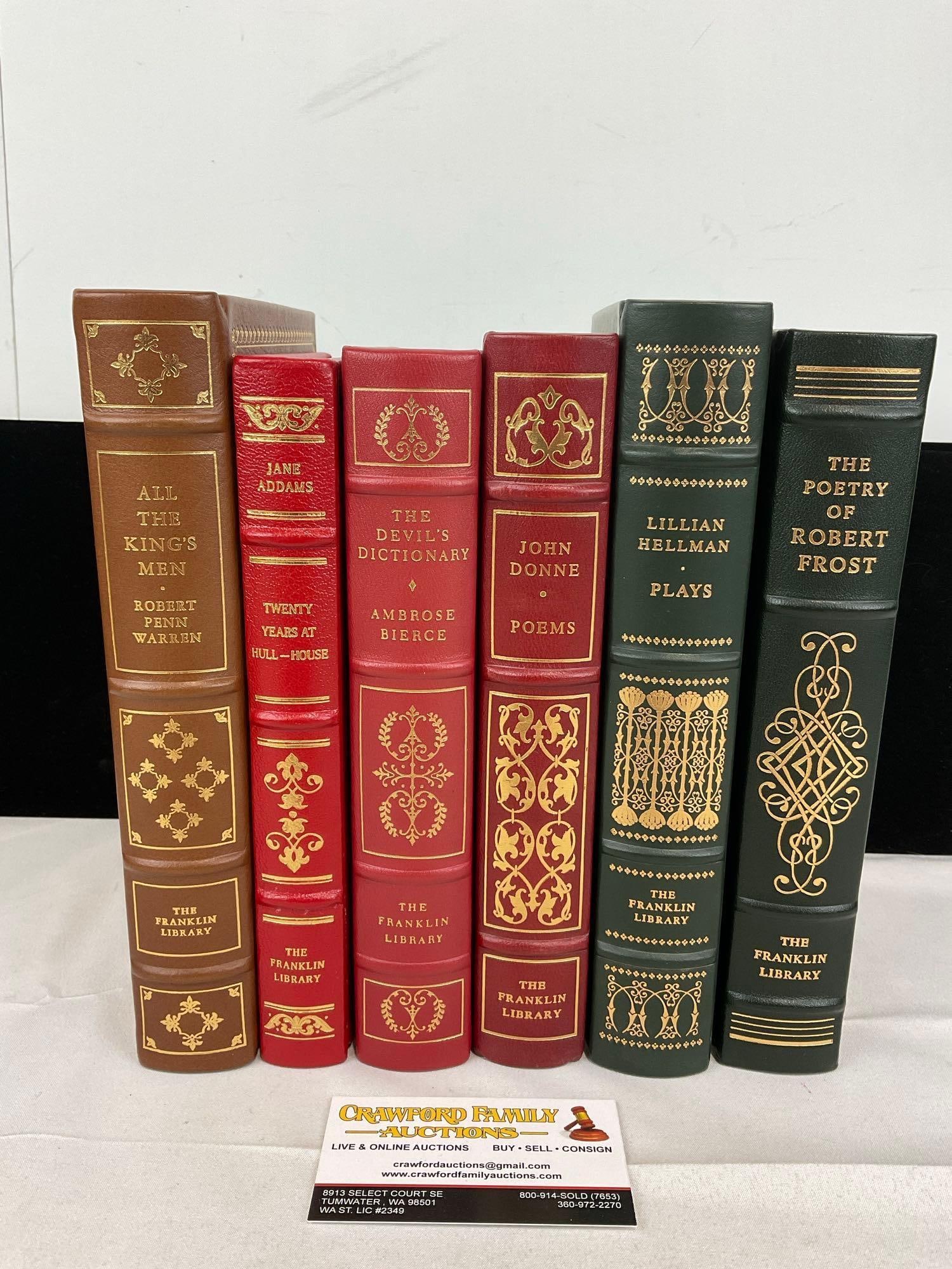 Set of 6 Franklin Library Books, All The Kings Men, 20 Years at Hull-House, The Devils Dictionary & (1 of 3)