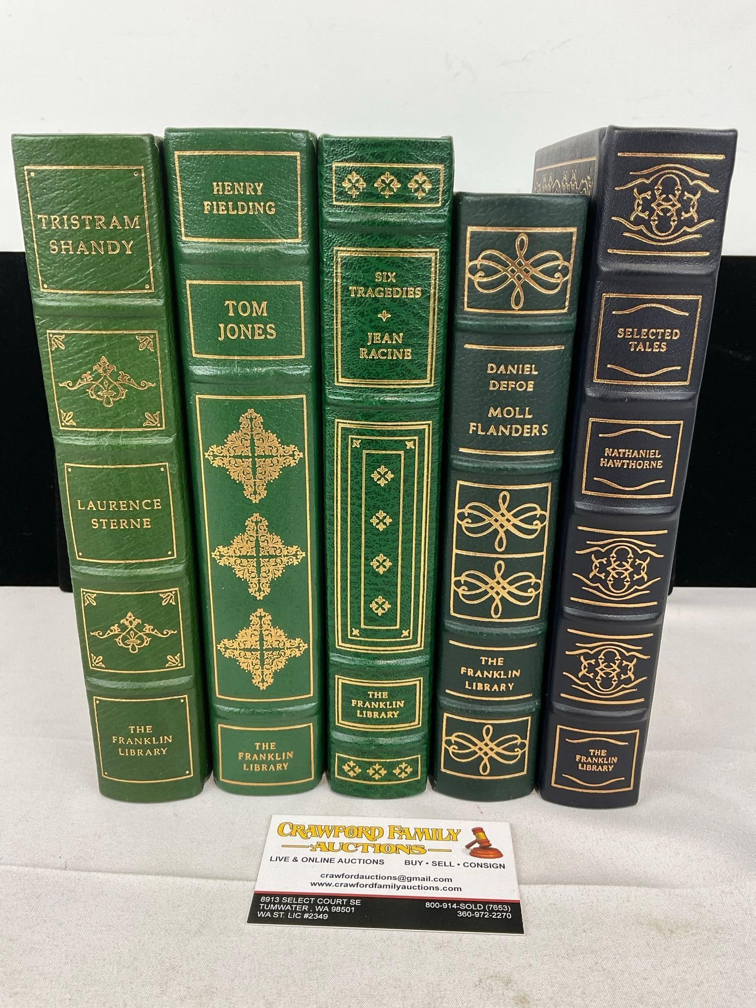 Set of 5 Franklin Library Books, Tristram Shandy, Tom Jones, Six Tragedies, Moll Flanders, Select... (1 of 5)