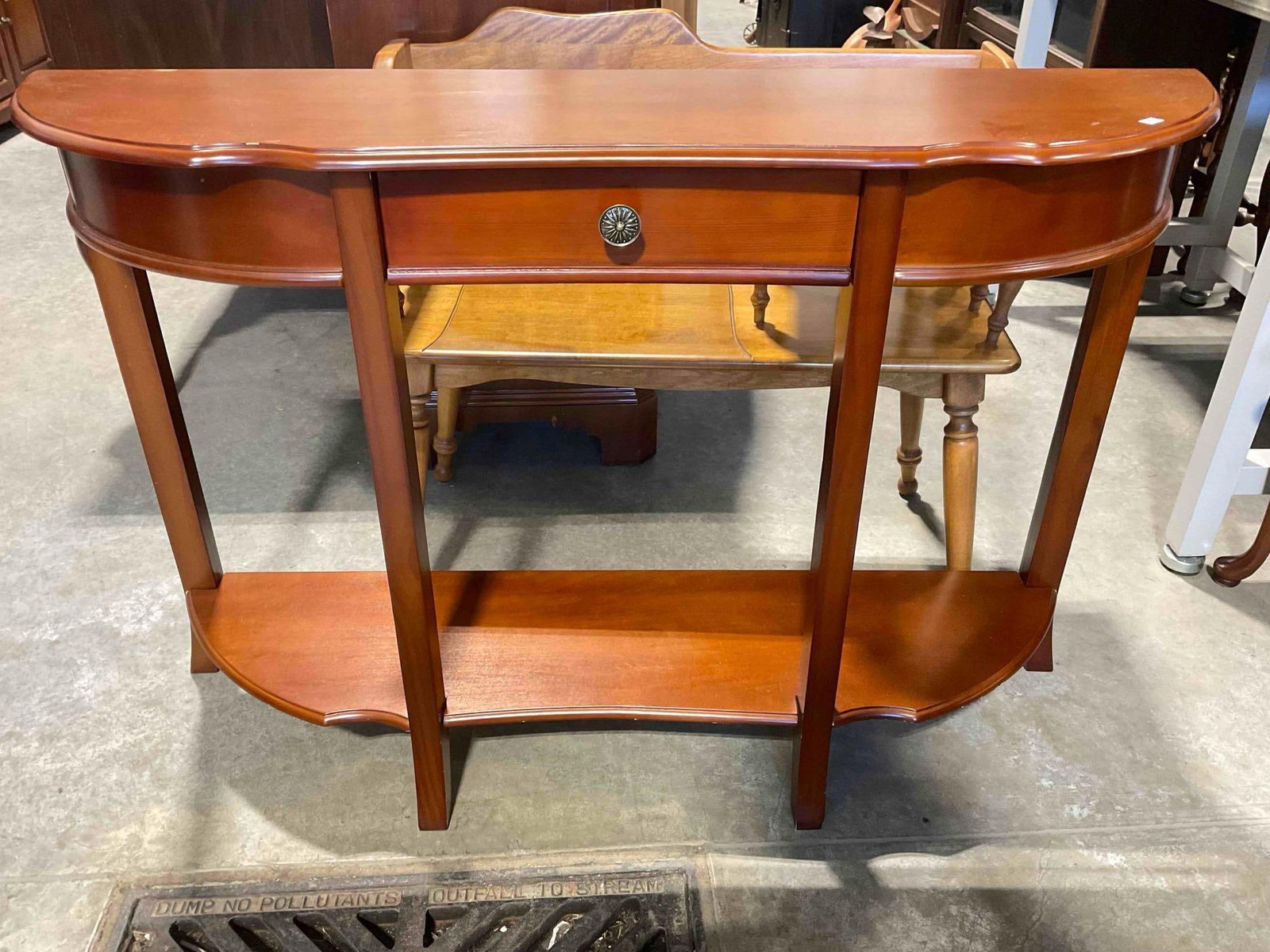 Modern Maple? Finish 2-Tier Console Table. Measures 47" x 11" x 31" Very Good Condition. See pics. (1 of 6)