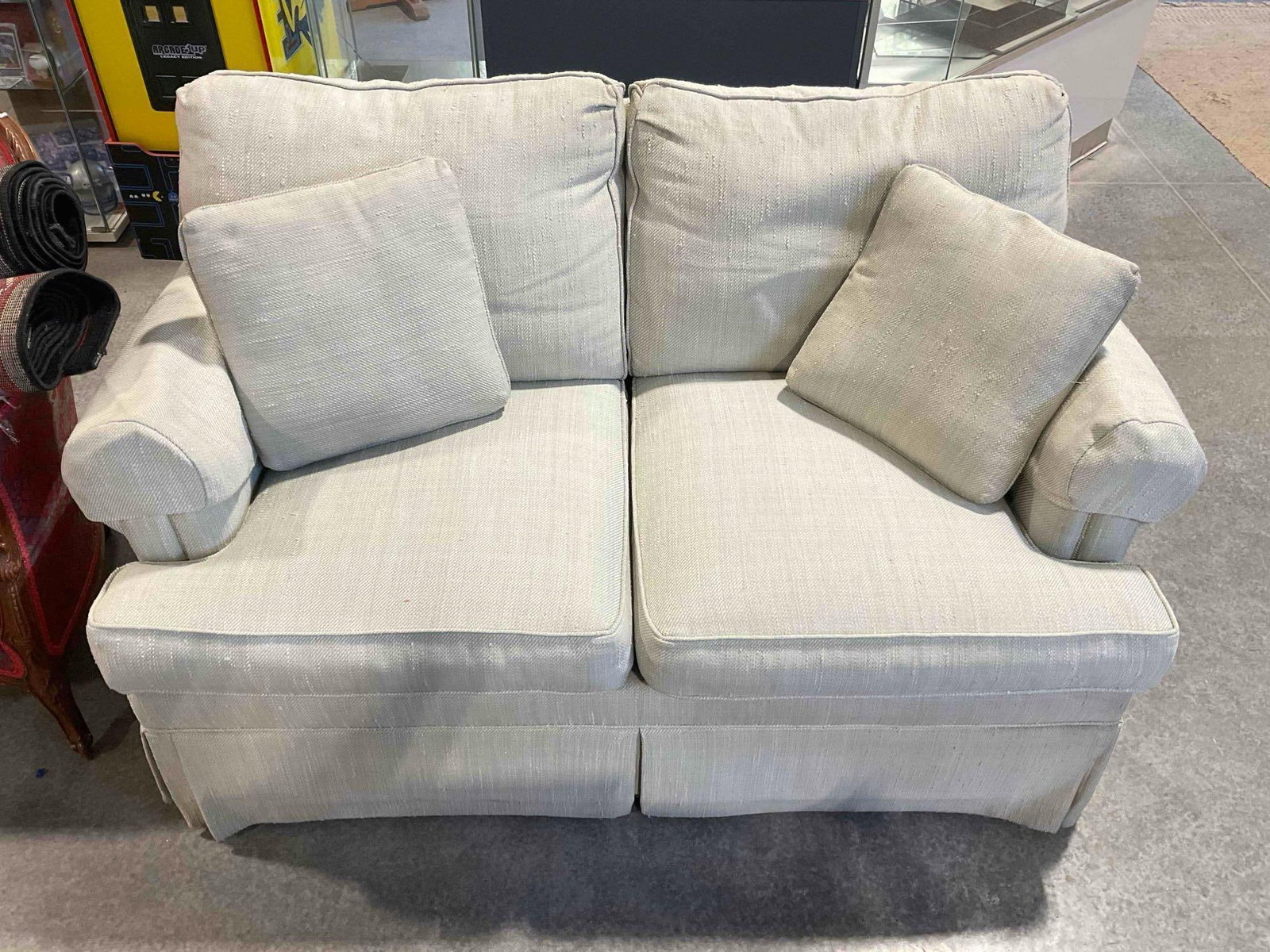 Vintage Ethan Allen Slipcovered Loveseat Sofa w/ Sage Green Upholstery. Very Good Condition. (1 of 8)