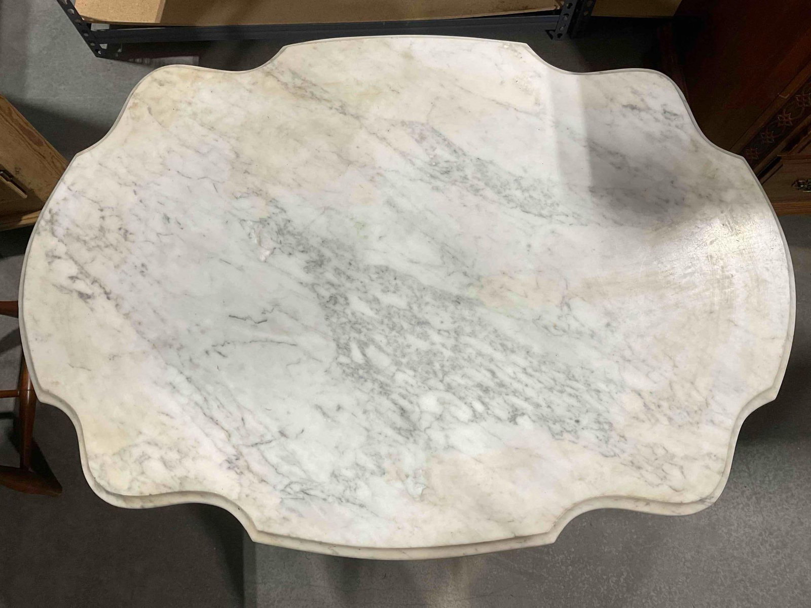 Antique Victorian Eastlake Style Carved Walnut? Side Table w/ Gray Marble Top. Very Good Cond. - 4