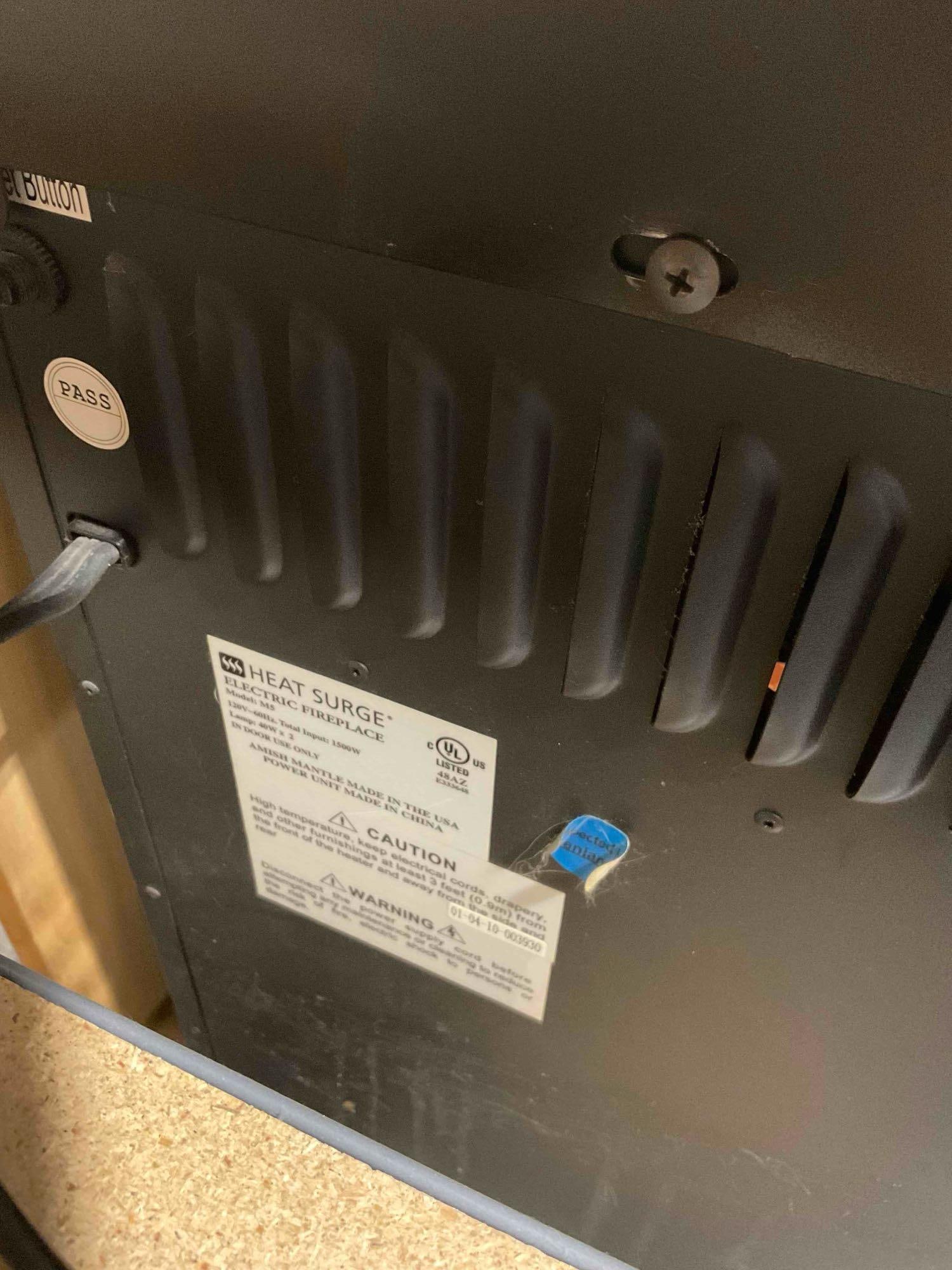 Heat Surge Oak Finish Electric Fireplace Model M5. Tested, Works. Good Condition. See pics. - 4