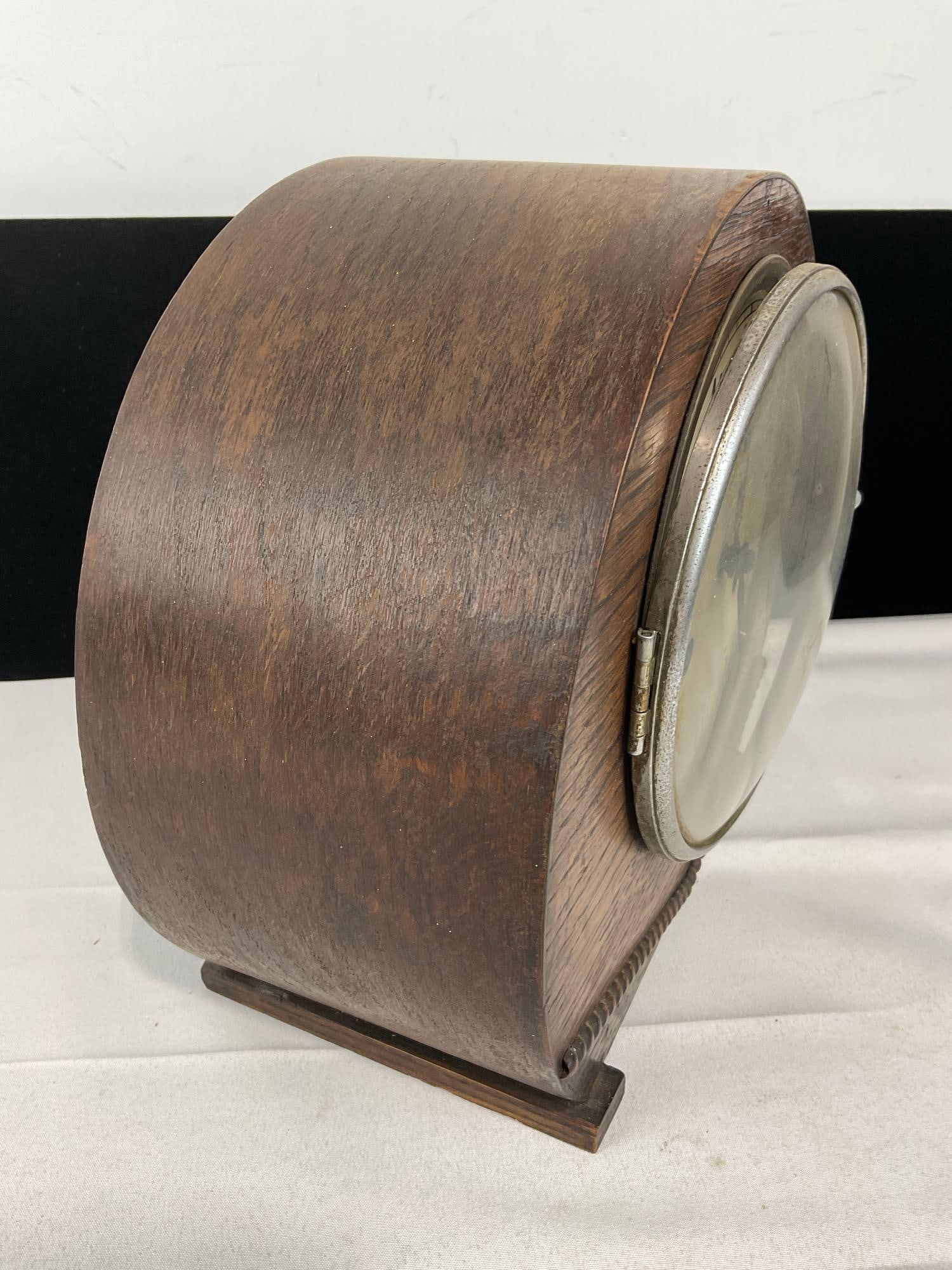 Antique Haller German Time Strike Mantel Clock, Circular, 10h x 11w x 6d inches - 2