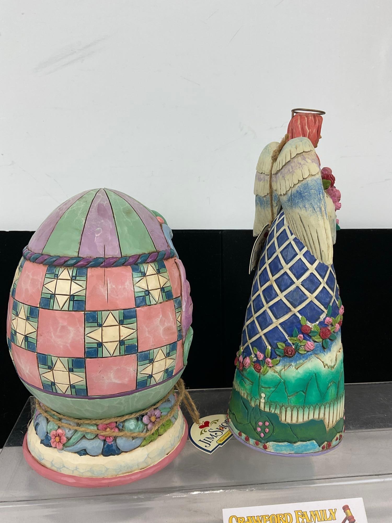 Jim Shore Heartwood Village Figures, B114407 Guardian Of The Garden & Flowers & 4015889 Spring Love - 2