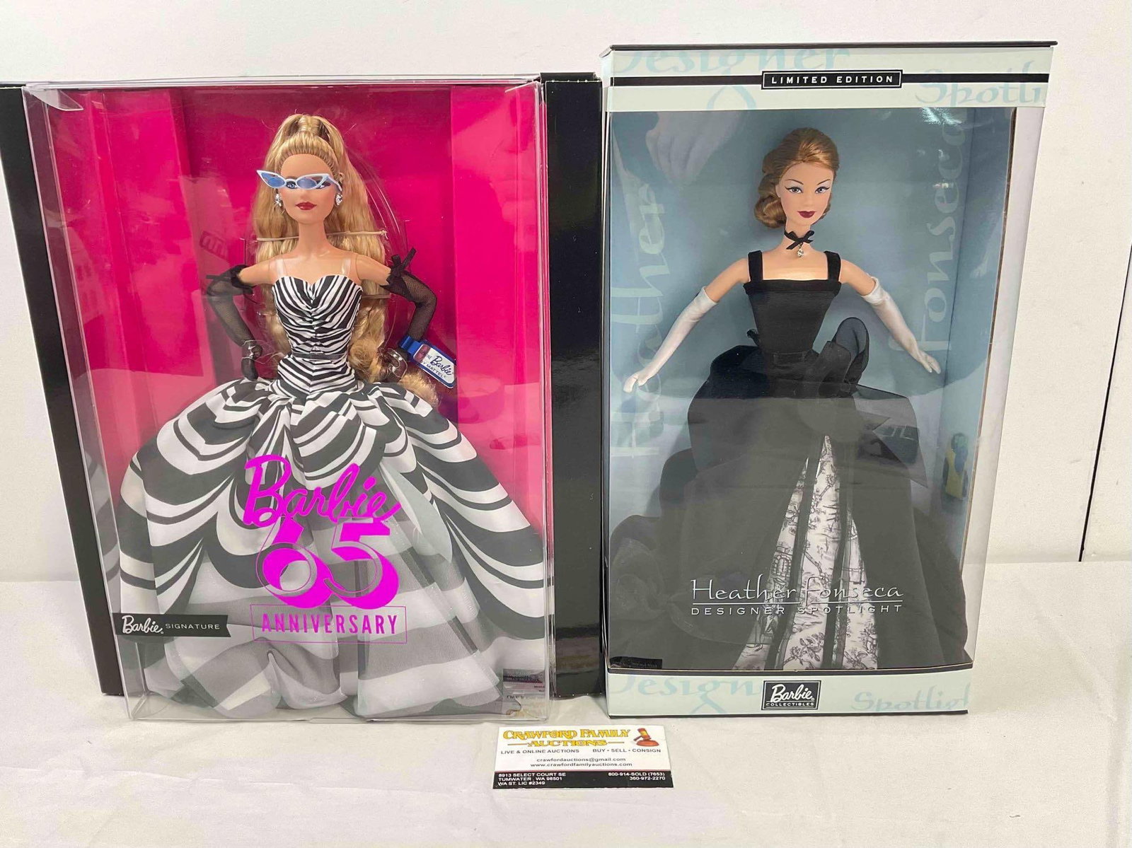 2 pcs NIB Barbie Collector Dolls, incl. 65th Anniversary & Heather Fonseca. Excellent Condition. (1 of 9)