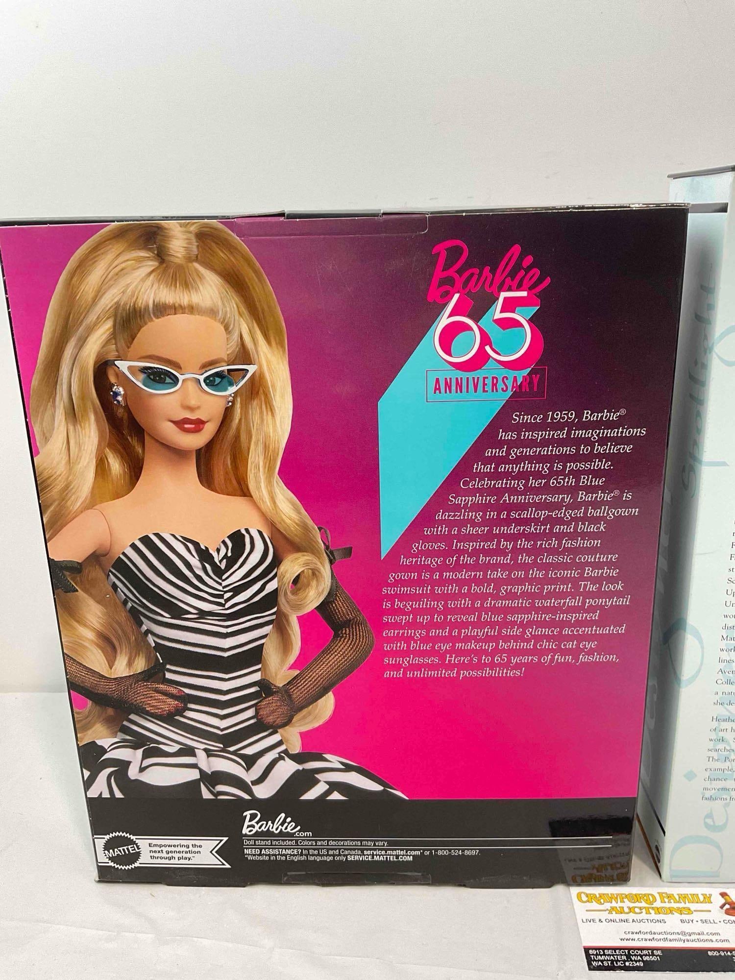 2 pcs NIB Barbie Collector Dolls, incl. 65th Anniversary & Heather Fonseca. Excellent Condition. - 6