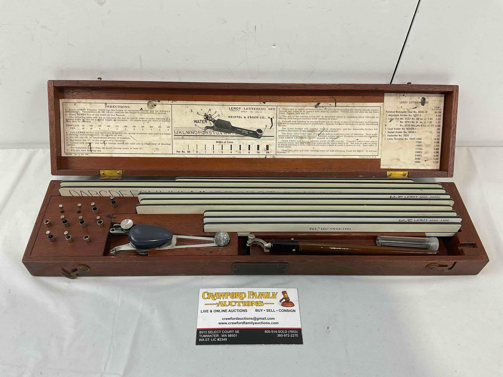 Vintage Keuffel & Esser Co. Leroy Lettering Set in Mahogany Case. Very Good Condition. See pics. (1 of 6)