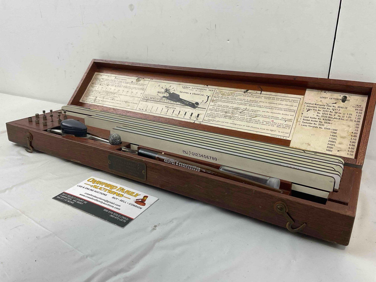 Vintage Keuffel & Esser Co. Leroy Lettering Set in Mahogany Case. Very Good Condition. See pics. - 3