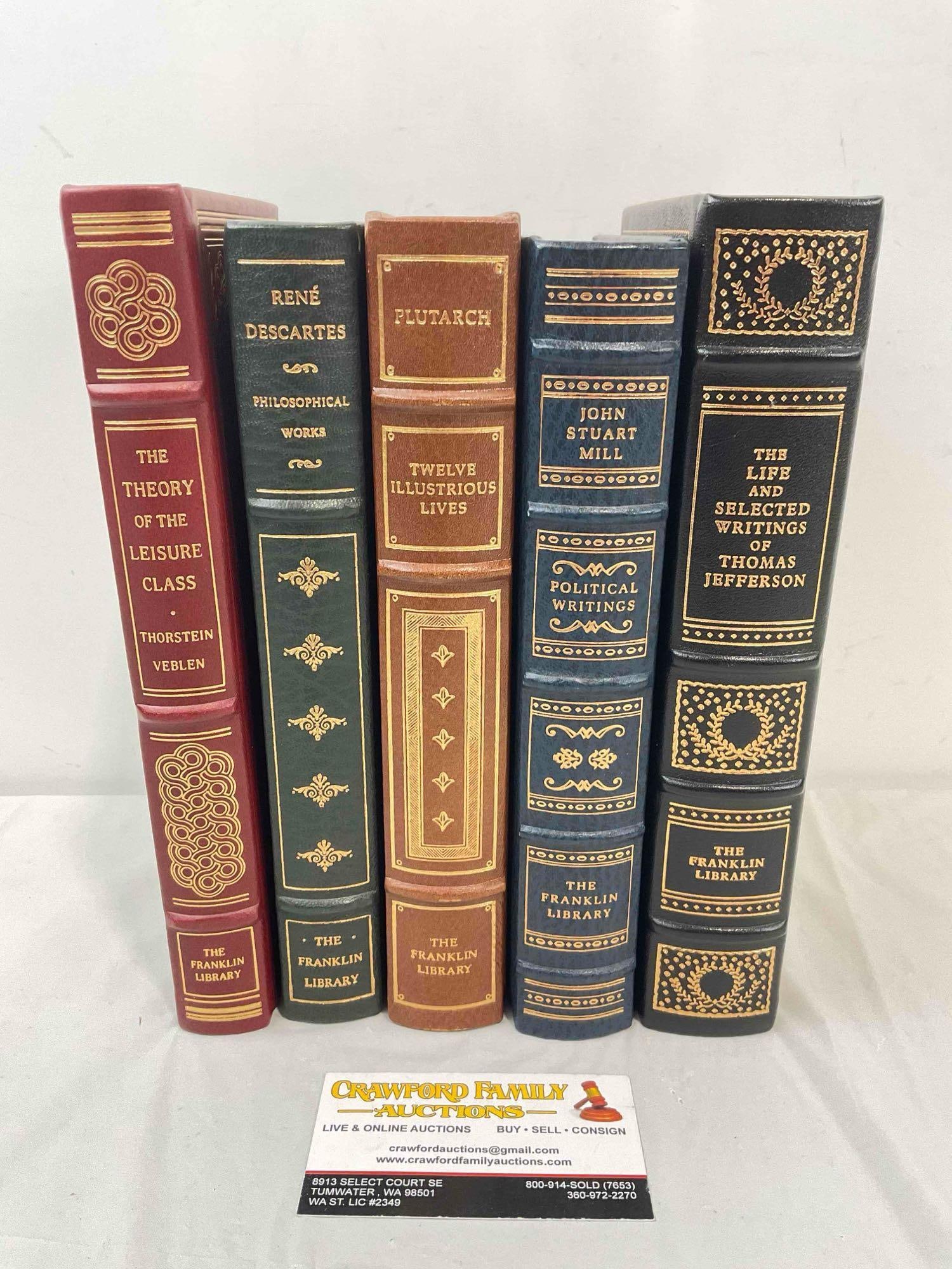 5 pcs Vintage Franklin Library Books, incl. Philosophical Works by Rene Descartes & More! See pics. (1 of 8)