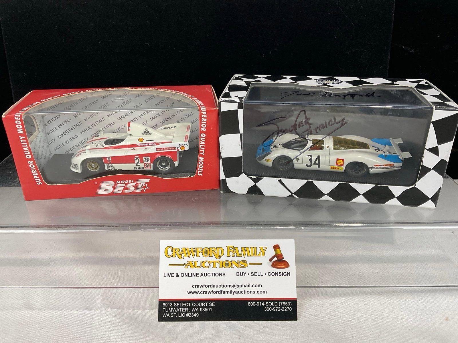 2 1/43 Scale Diecast Cars, Ebbro 1968 Porsche 908 signed & Best Models 1981 Porsche 908/4 (1 of 8)