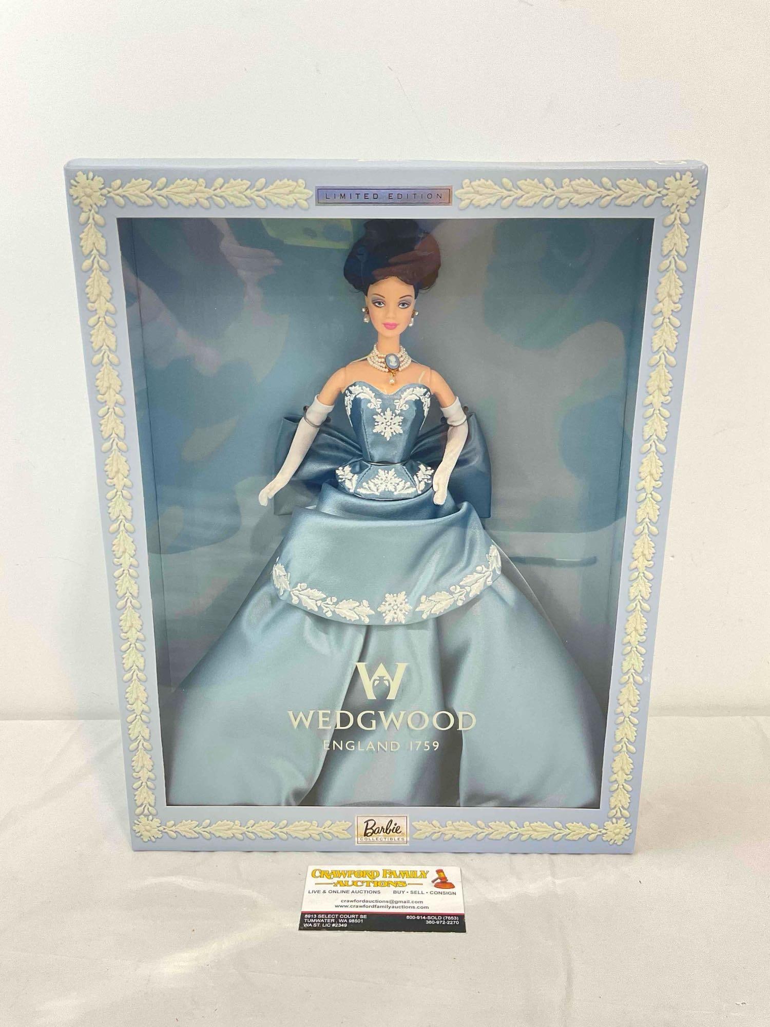 NIB Vintage 1999 Wedgwood Barbie Collectible Specialty Doll. Excellent Condition. See pics.: NIB Vintage 1999 Wedgwood Barbie Collectible Specialty Doll. Still has stickers on sides, looks to Never have been opened. Excellent Condition. Measures 12" x 15" x 4" DM-5660