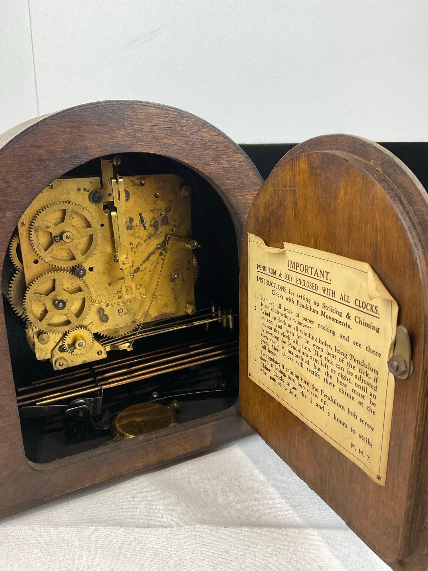 Early 20th Century Mantel Clock, Time Strike Chime, Westminster Chime, 10h x 13w x 6d inches - 5