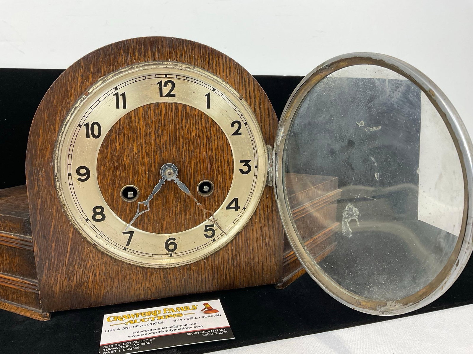Antique Oak Diamond Shaped Clock w/Key, Time Strike FHS Movement, 9h x 15w x 7d inches - 2