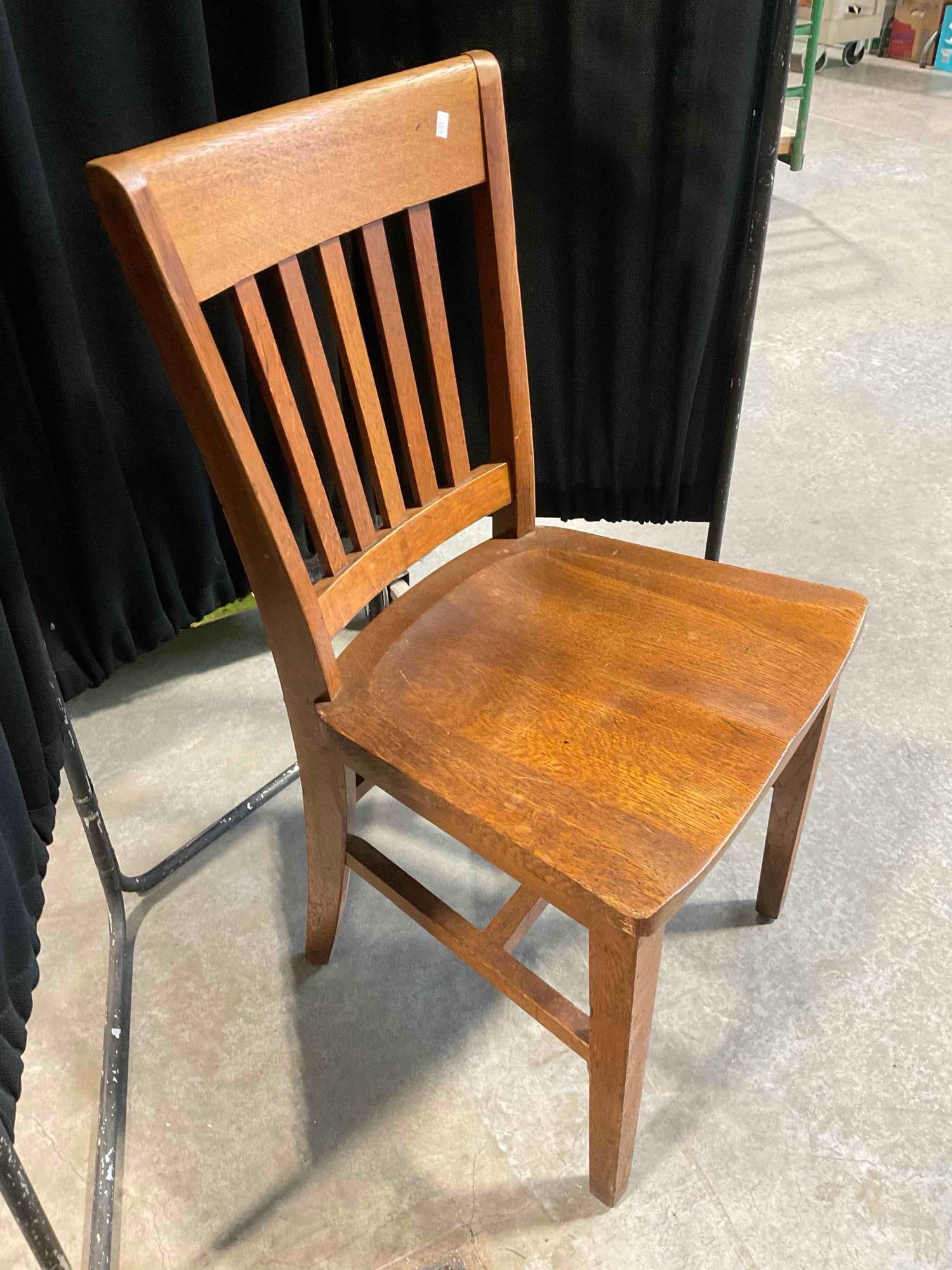 Vintage B. L. Marble Co. Mission Style Tiger Oak Wood Chair. Very Good Condition. See pics. - 3