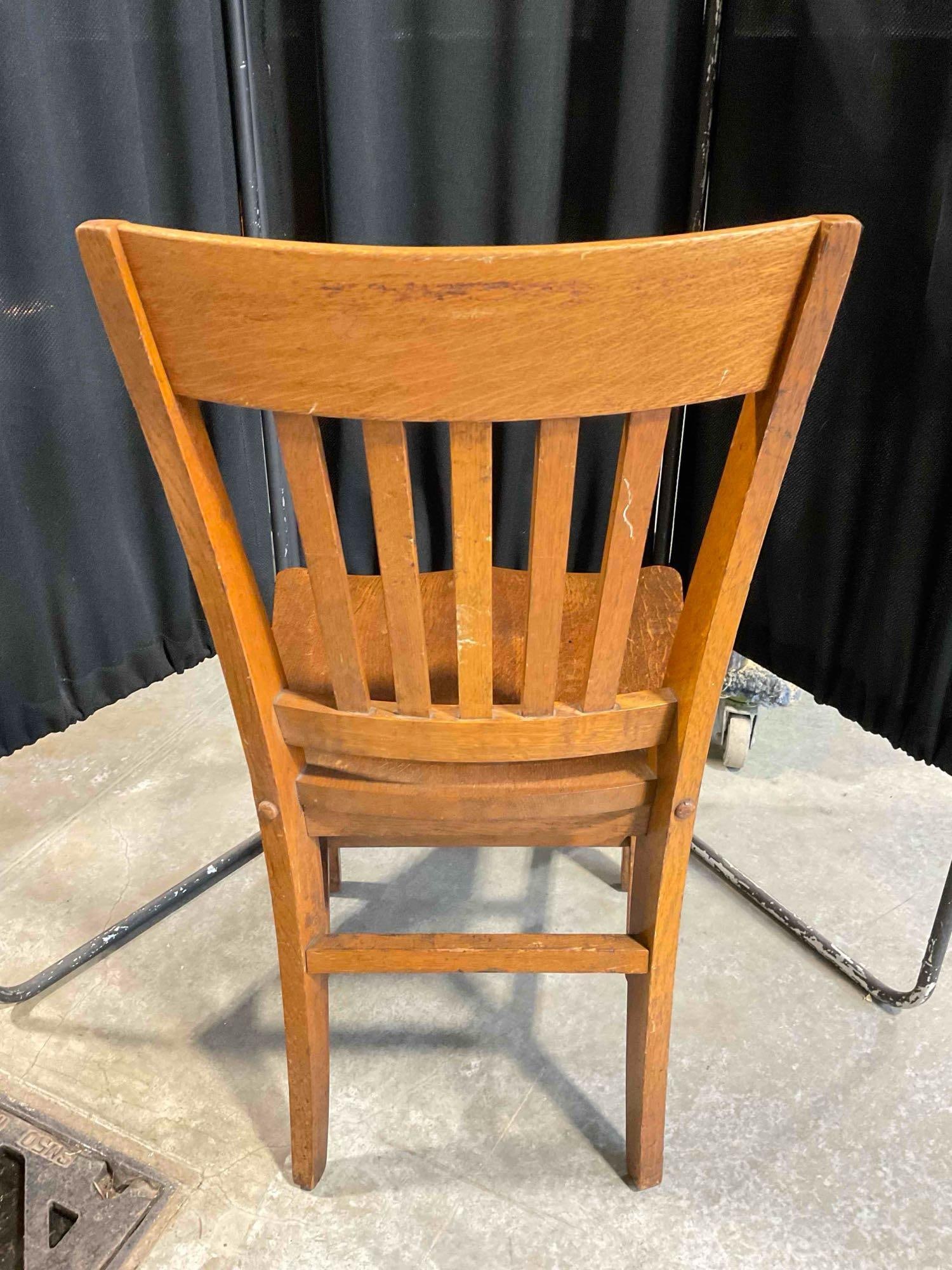 Vintage B. L. Marble Co. Mission Style Tiger Oak Wood Chair. Very Good Condition. See pics. - 6